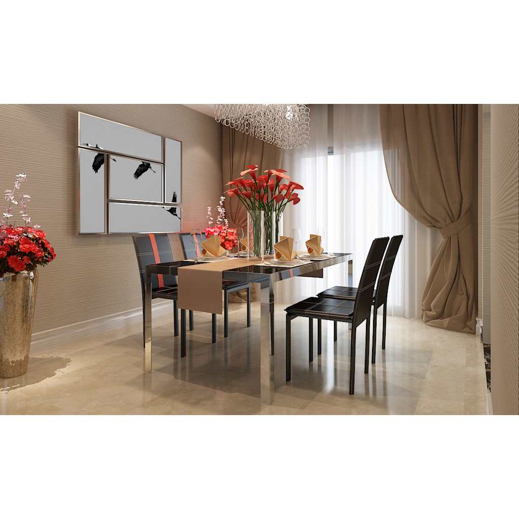 vidaXL Eetstoelen 4 pcs Zwart 46 x 38.5 x 91 cm Kunstleer