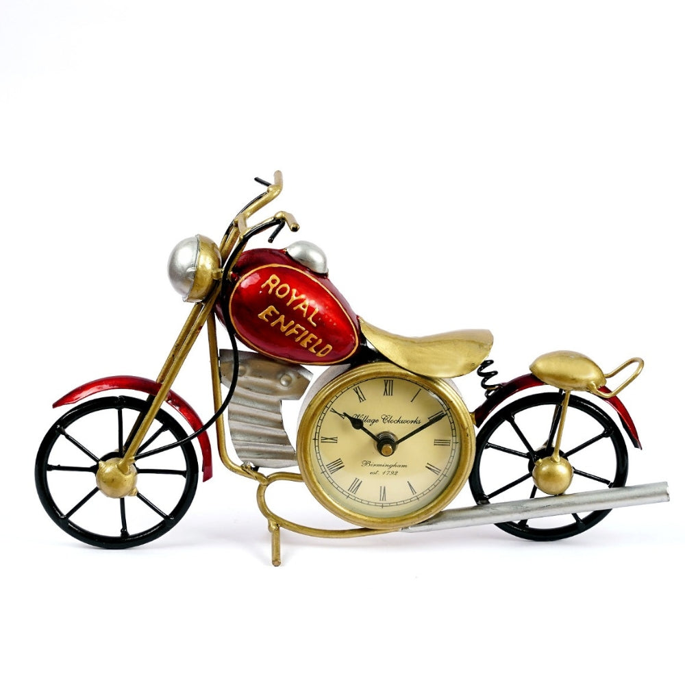 Aashly Metalen Motorfiets Tafelklok | Vintage Decoratieve Bureauklok