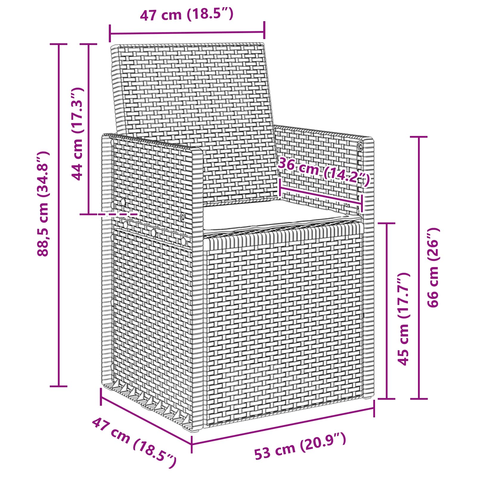vidaXL Tuin Eetstoelen 2 pcs Antraciet 53 x 47 x 88,5 cm PP