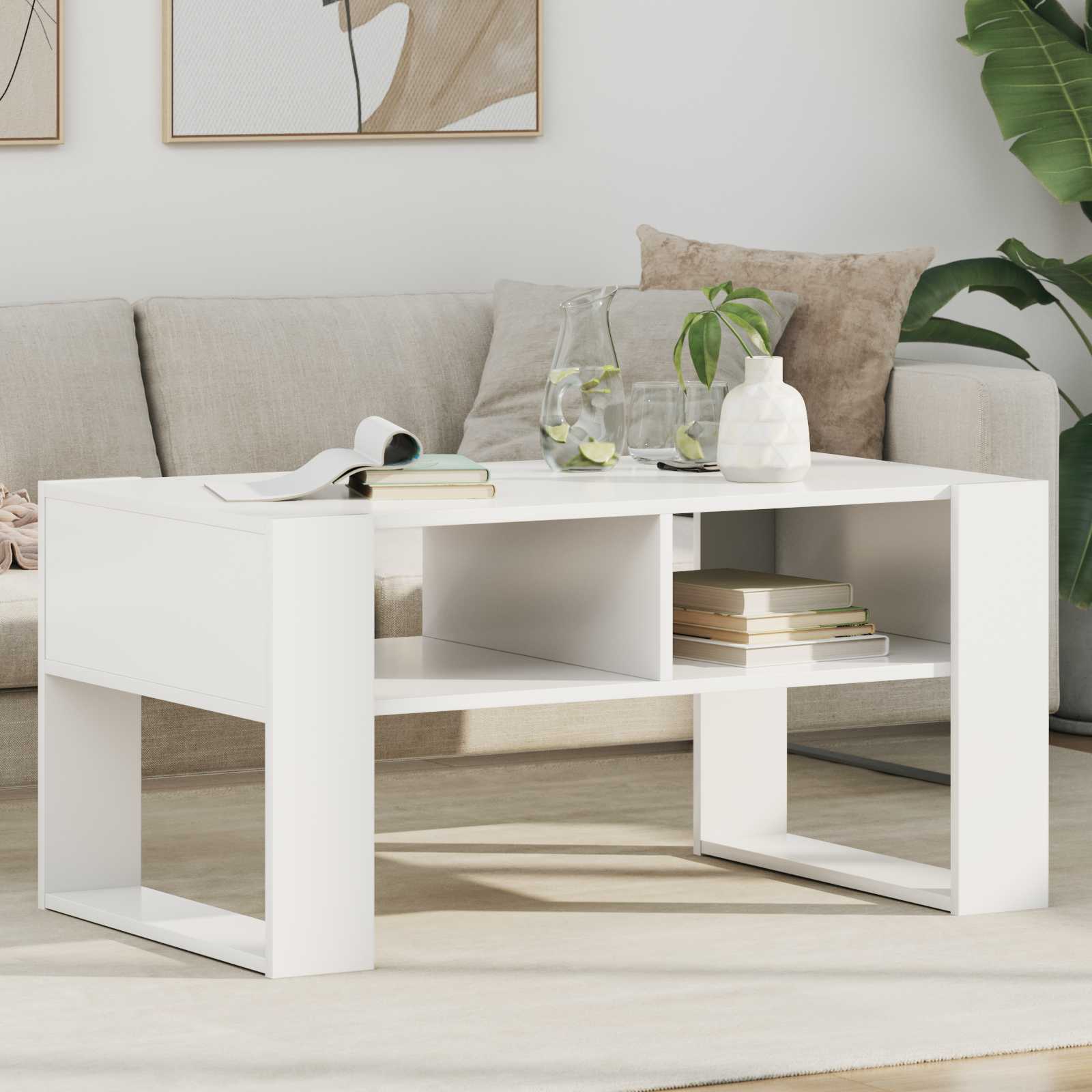 vidaXL Salontafel met opslag Wit 92 x 53 x 45 cm Bewerkt hout