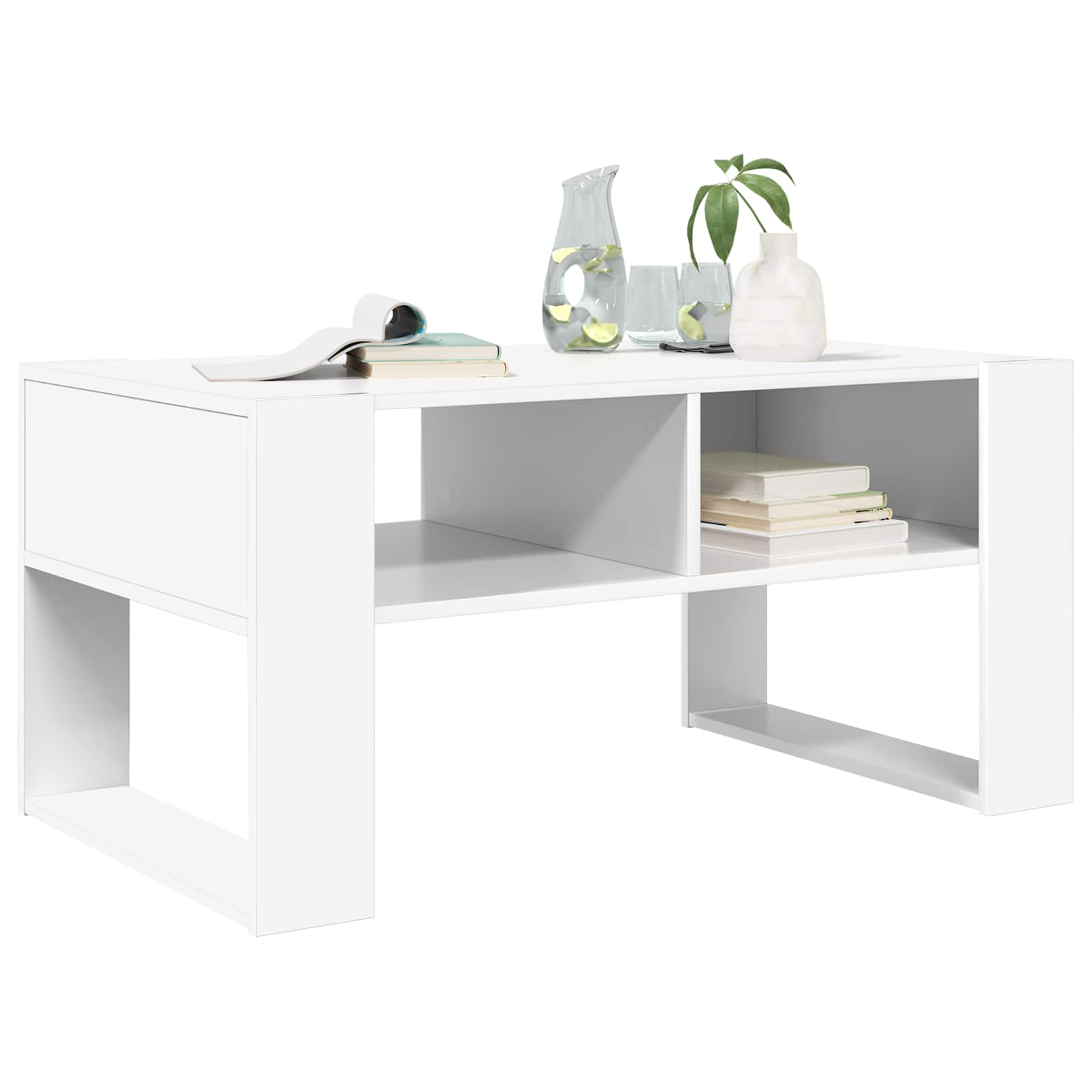 vidaXL Salontafel met opslag Wit 92 x 53 x 45 cm Bewerkt hout