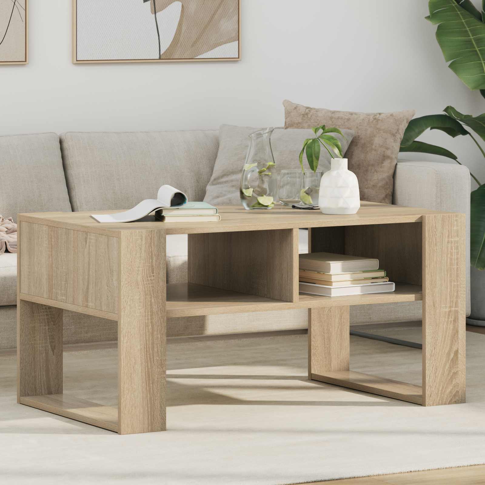 vidaXL Salontafel met opslag Wit 92 x 53 x 45 cm Bewerkt hout