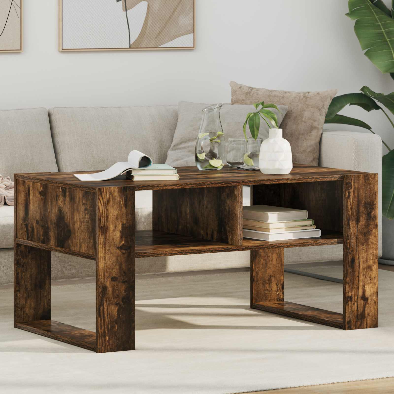 vidaXL Salontafel met opslag Wit 92 x 53 x 45 cm Bewerkt hout