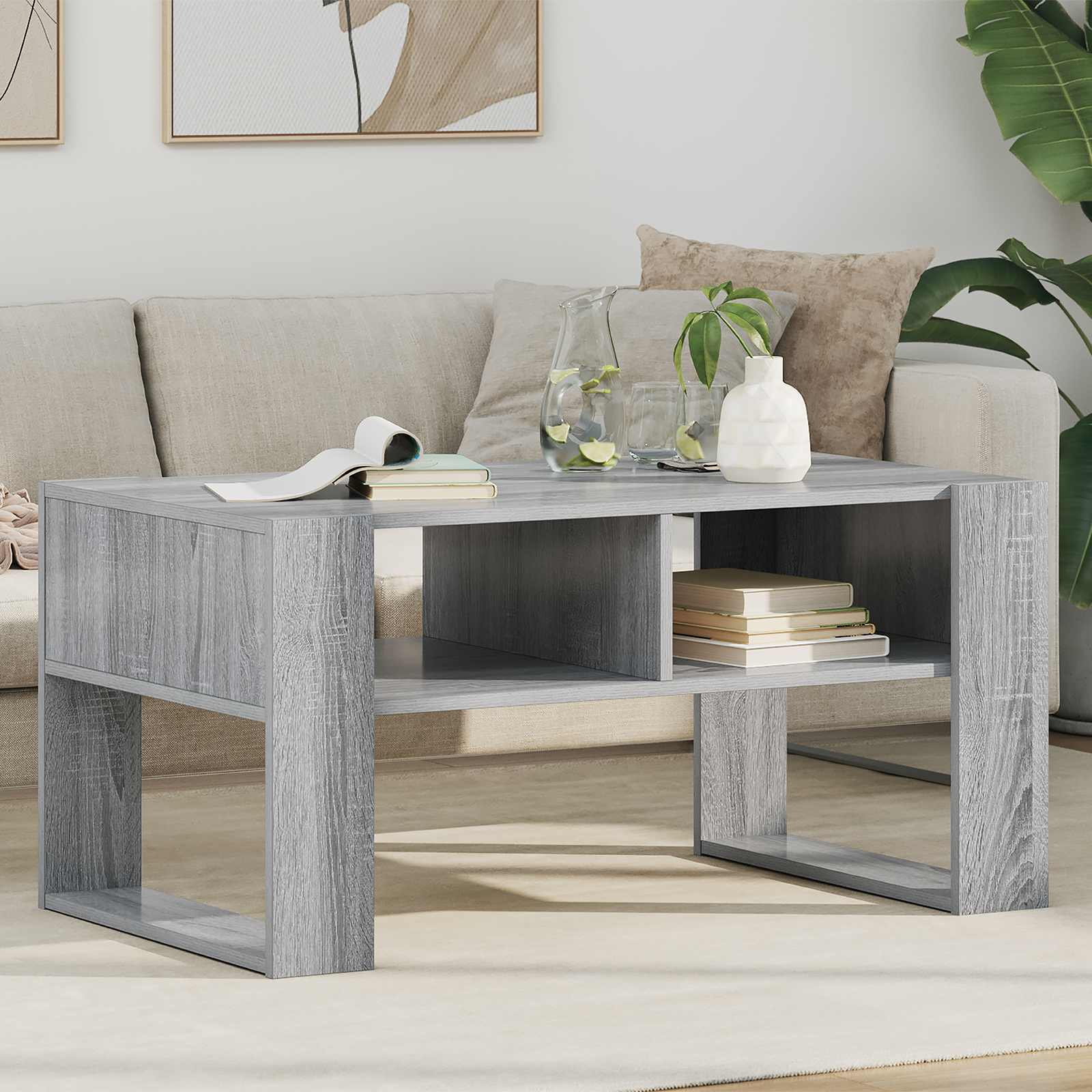 vidaXL Salontafel met opslag Wit 92 x 53 x 45 cm Bewerkt hout
