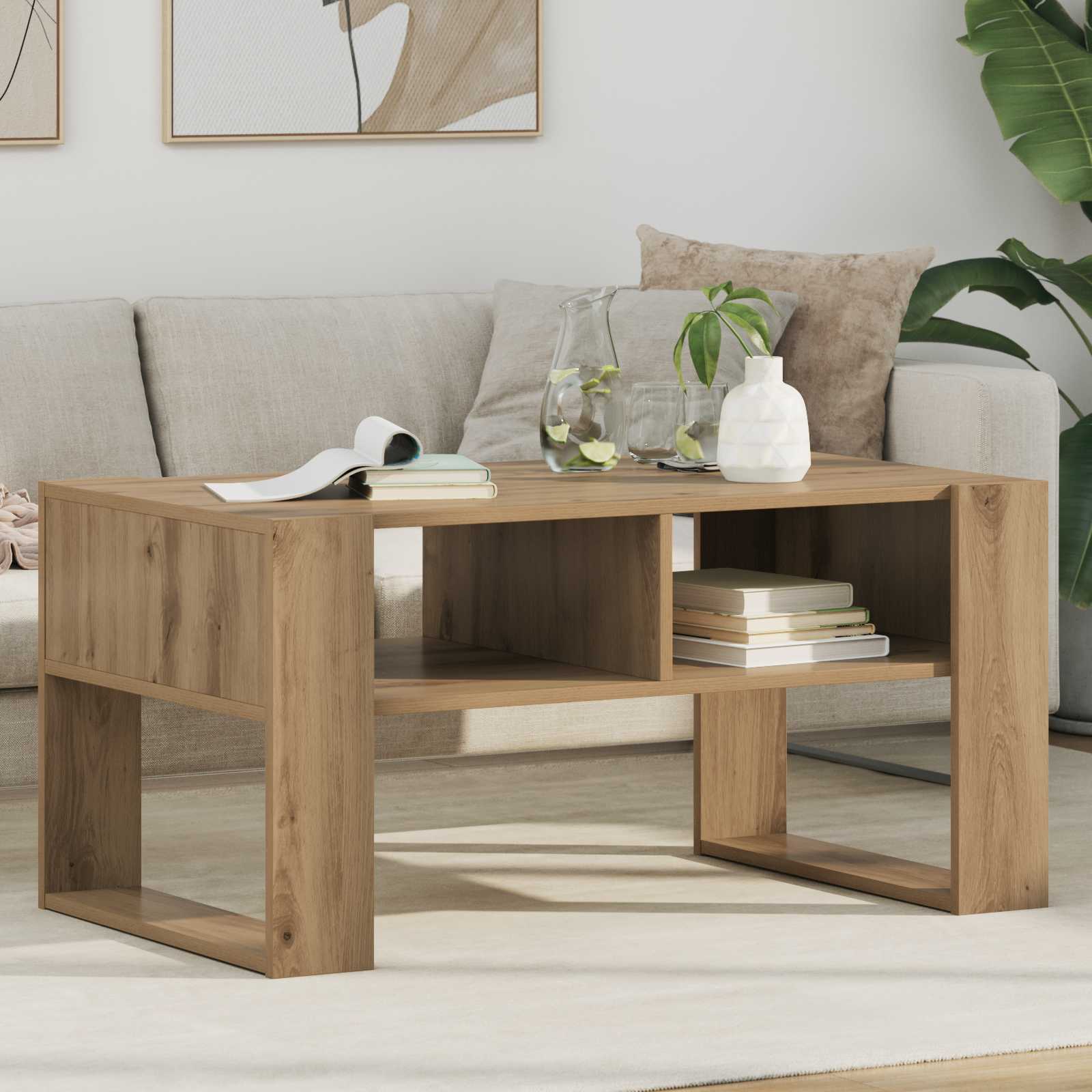 vidaXL Salontafel met opslag Wit 92 x 53 x 45 cm Bewerkt hout