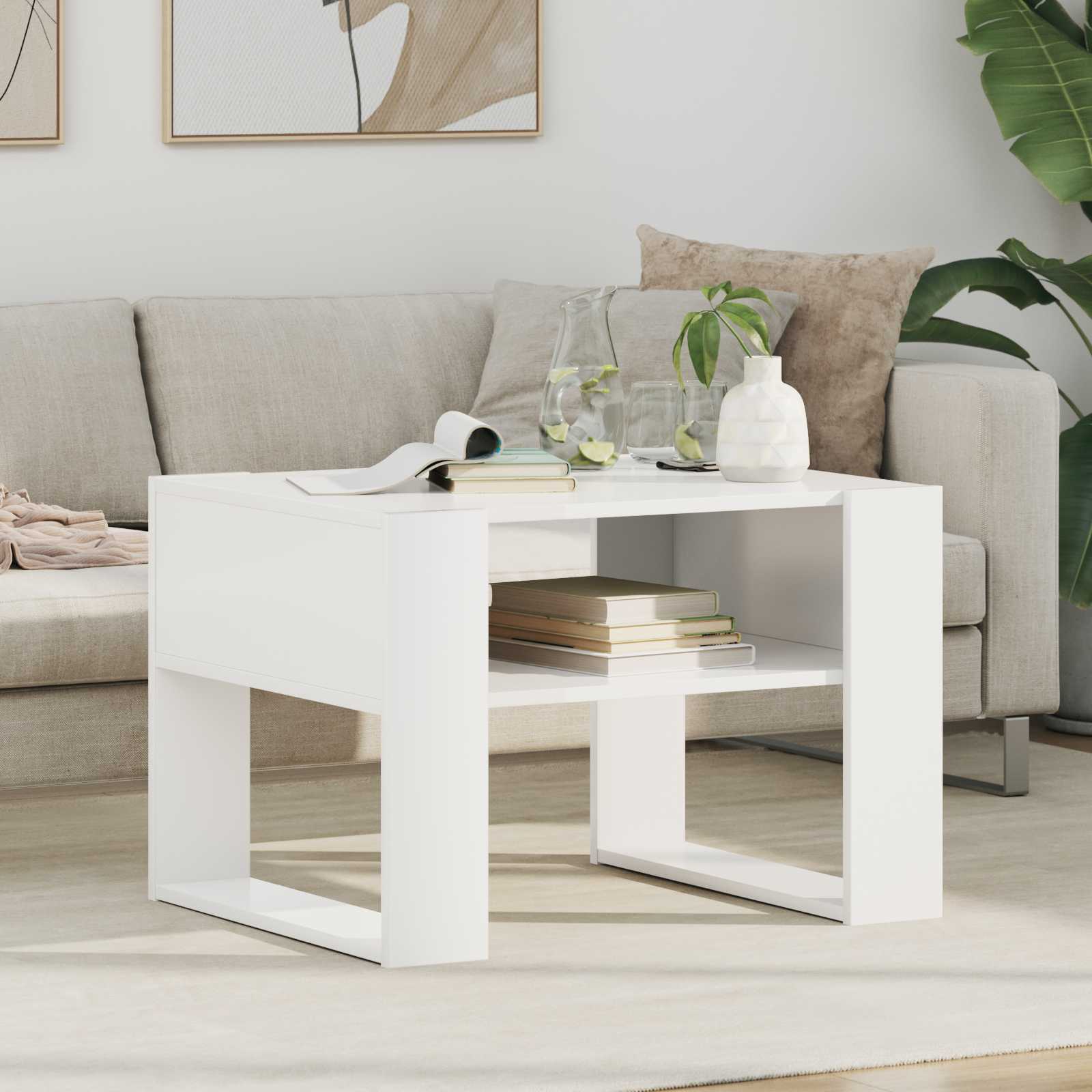 vidaXL Salontafel met opslag Wit 92 x 53 x 45 cm Bewerkt hout