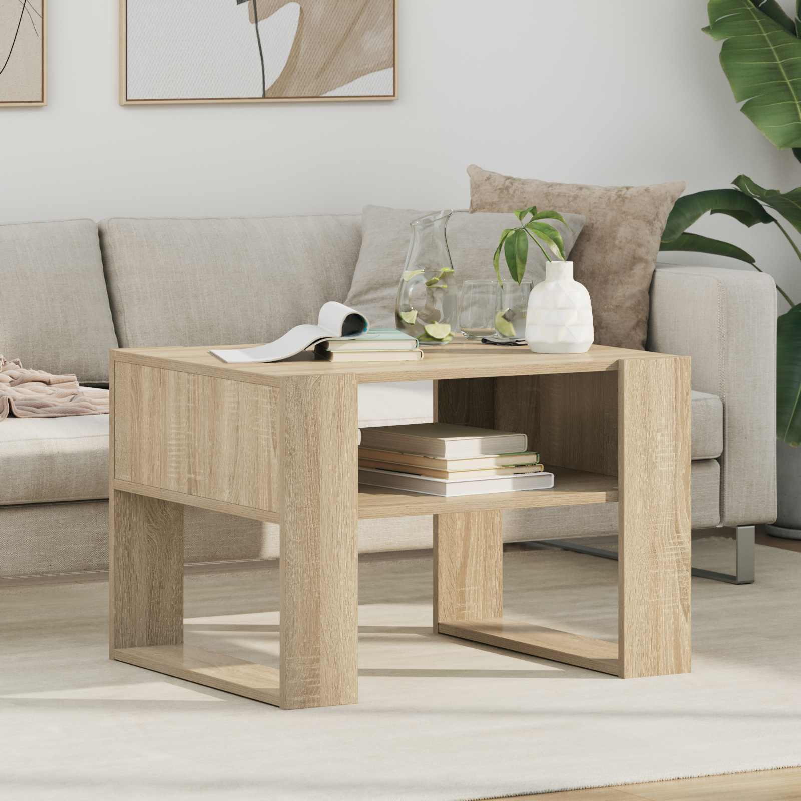 vidaXL Salontafel met opslag Wit 92 x 53 x 45 cm Bewerkt hout