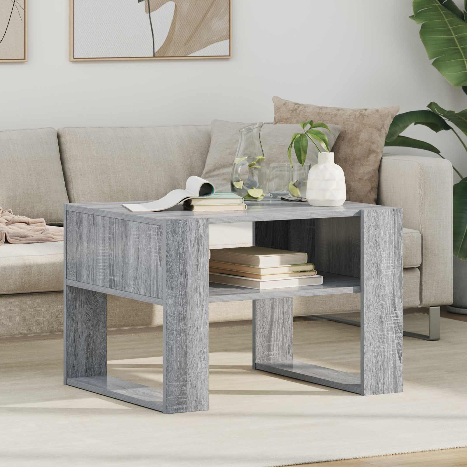 vidaXL Salontafel met opslag Wit 92 x 53 x 45 cm Bewerkt hout