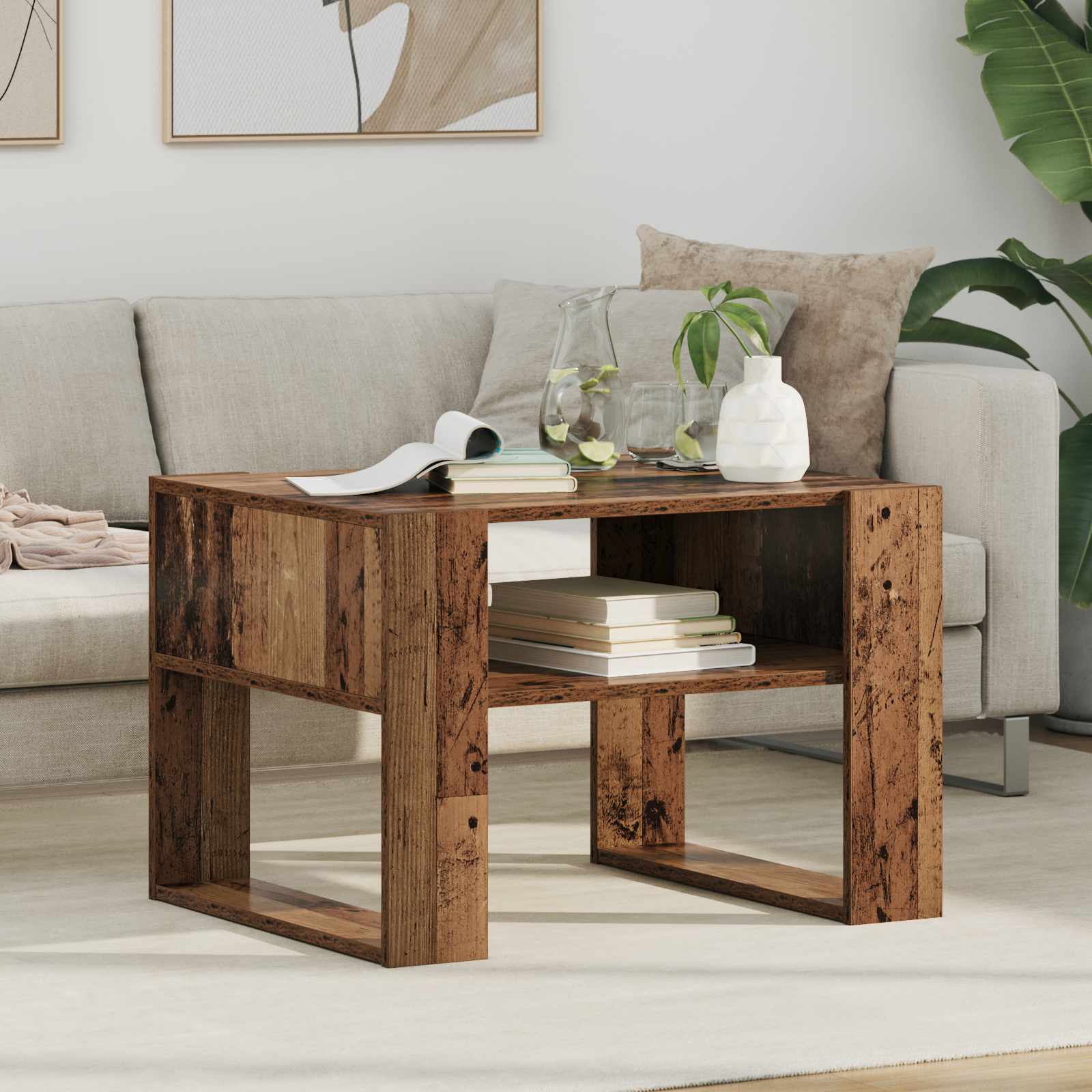 vidaXL Salontafel met opslag Wit 92 x 53 x 45 cm Bewerkt hout