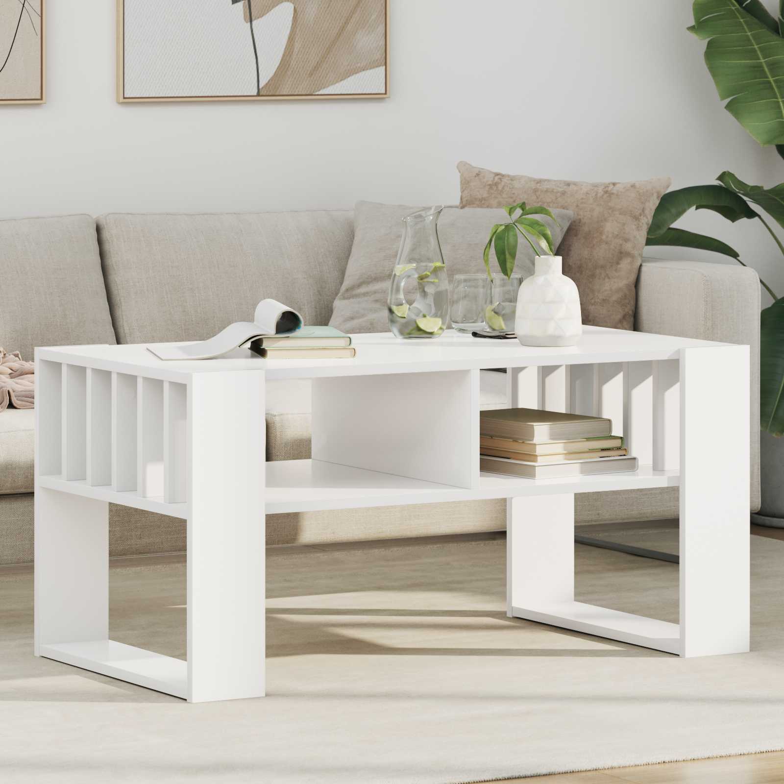 vidaXL Salontafel Wit 92 x 49,5 x 45 cm Bewerkt hout