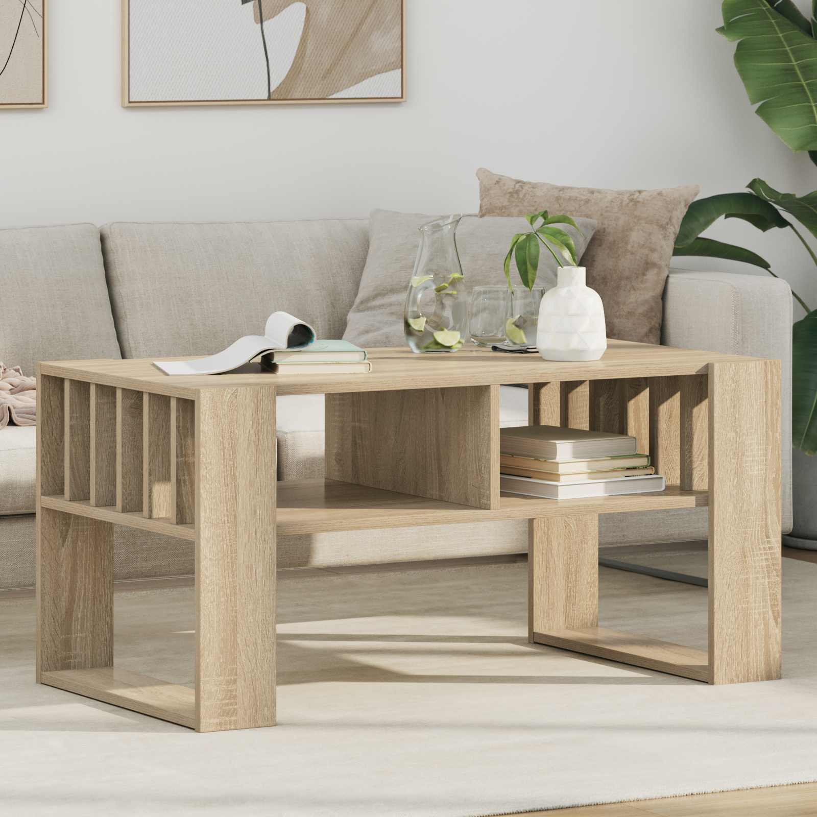 vidaXL Salontafel Wit 92 x 49,5 x 45 cm Bewerkt hout