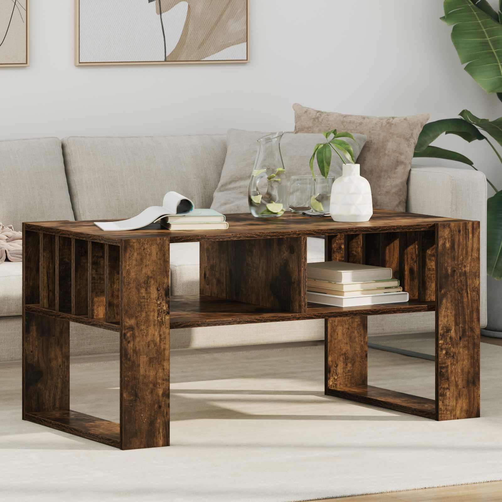 vidaXL Salontafel Wit 92 x 49,5 x 45 cm Bewerkt hout