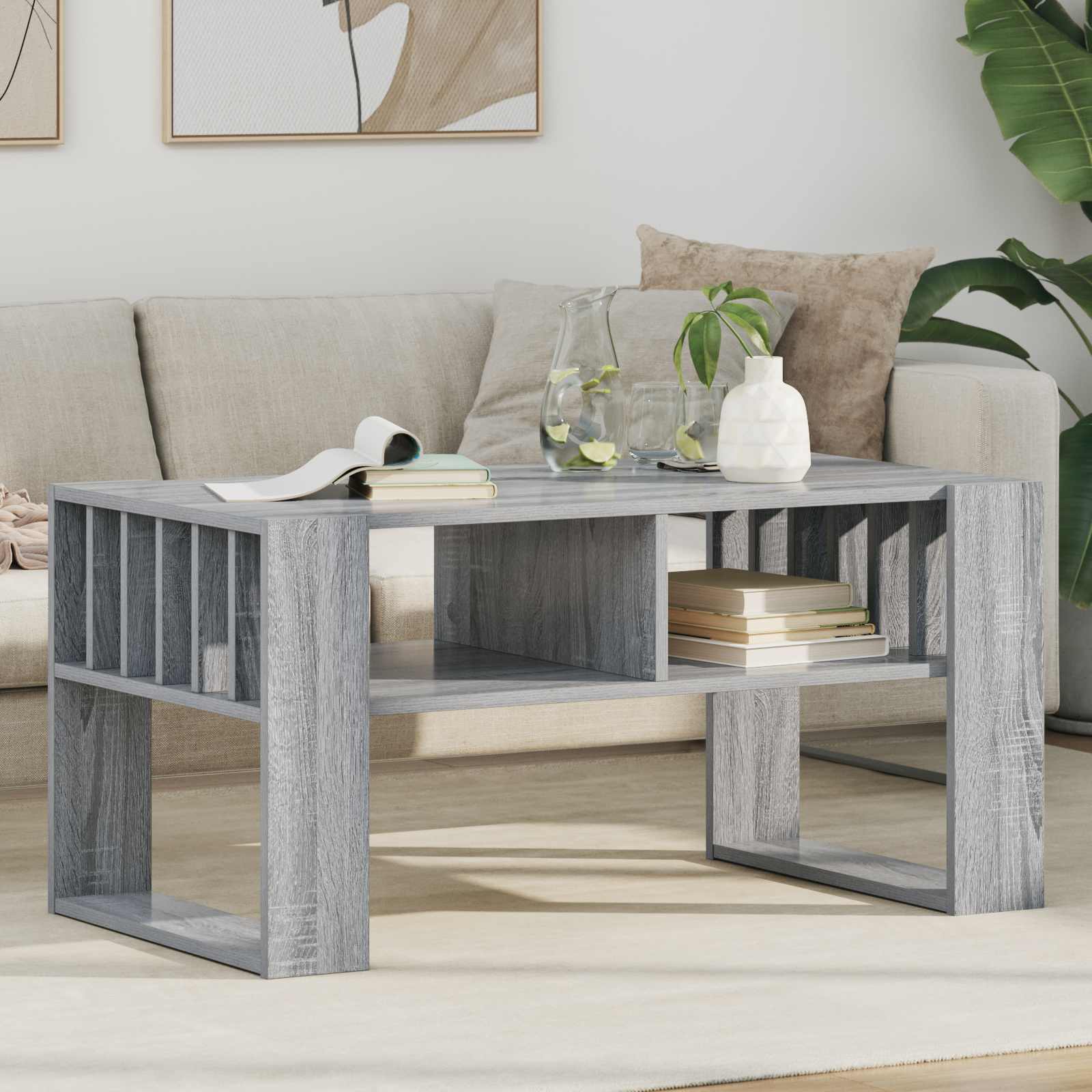 vidaXL Salontafel Wit 92 x 49,5 x 45 cm Bewerkt hout