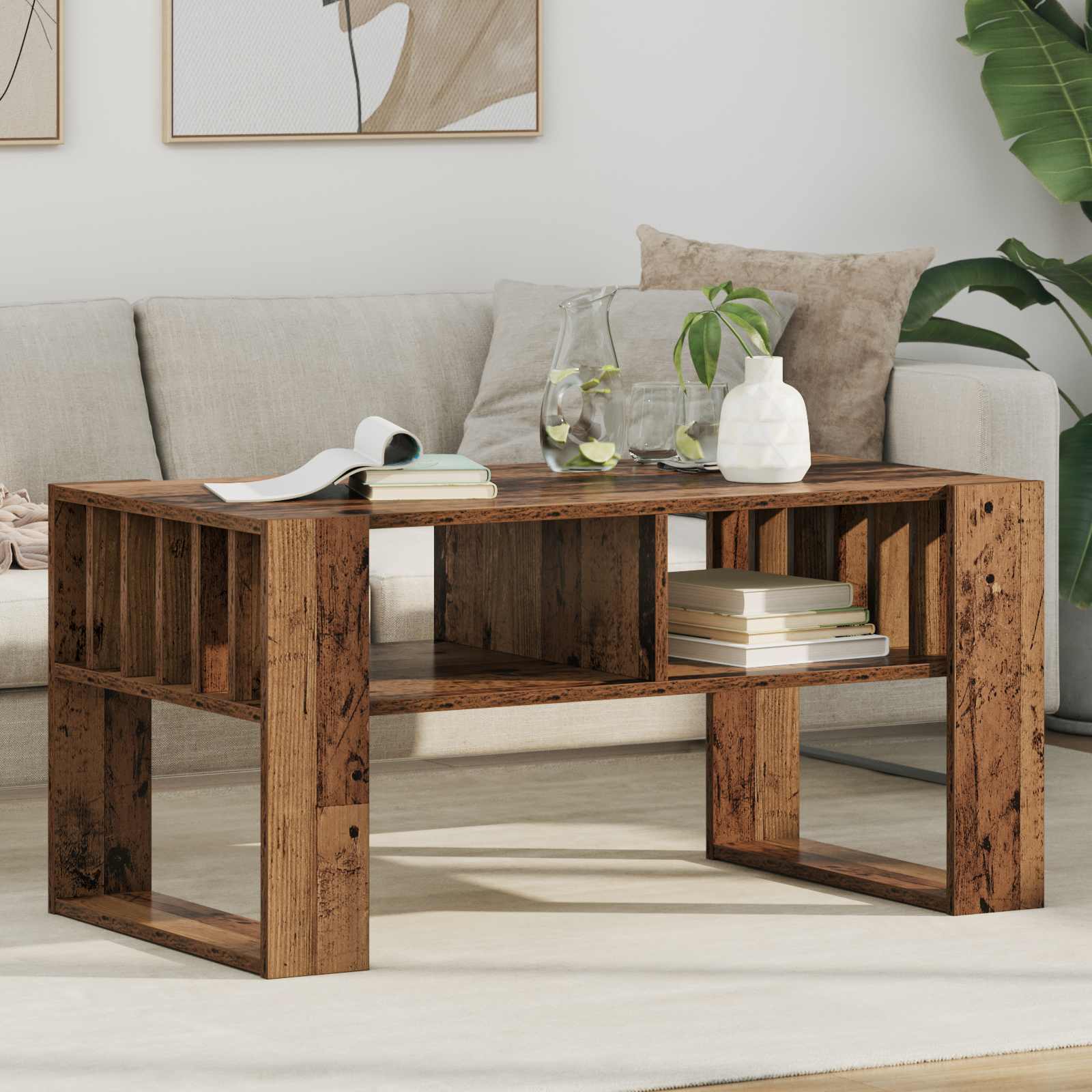 vidaXL Salontafel Wit 92 x 49,5 x 45 cm Bewerkt hout