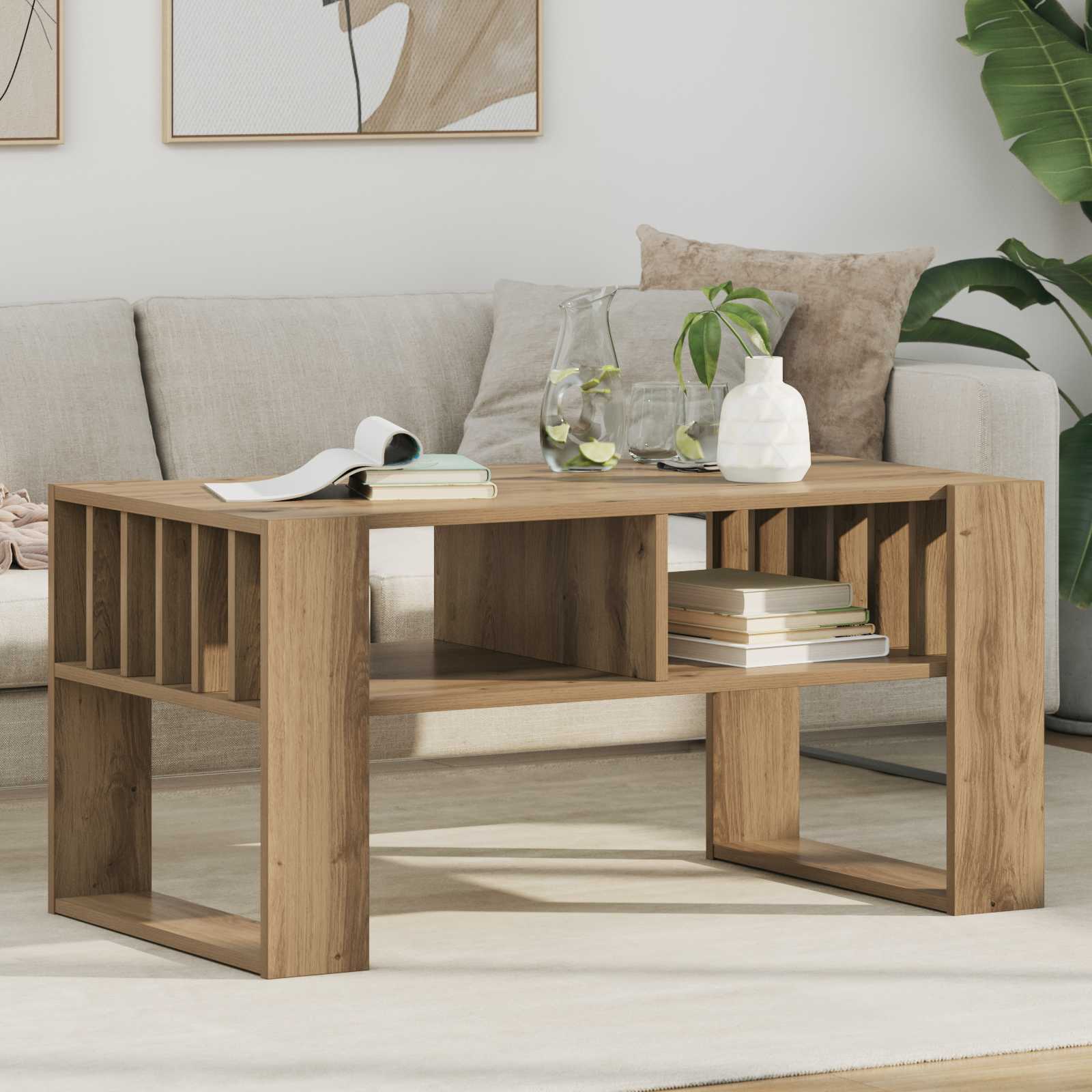vidaXL Salontafel Wit 92 x 49,5 x 45 cm Bewerkt hout