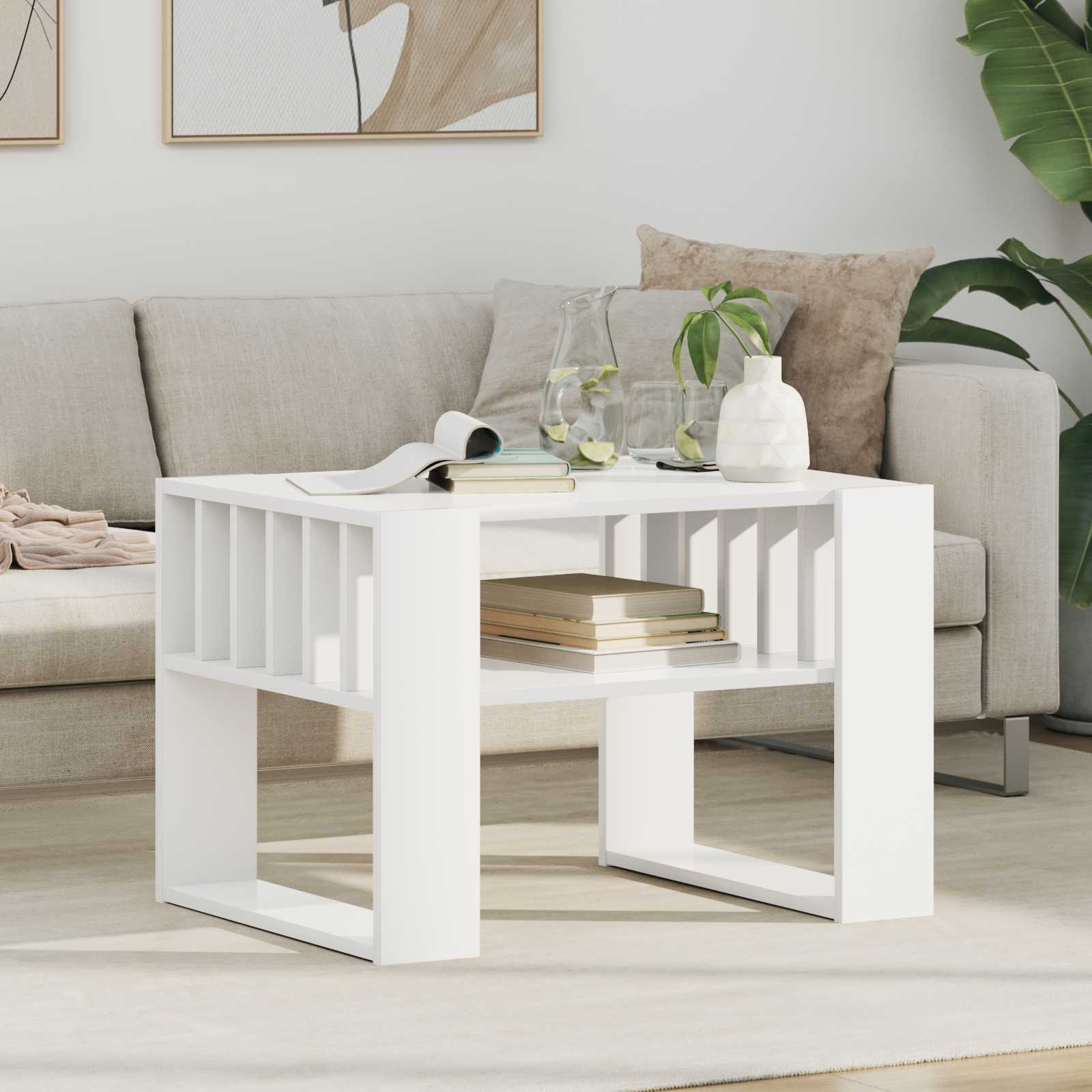 vidaXL Salontafel Wit 92 x 49,5 x 45 cm Bewerkt hout