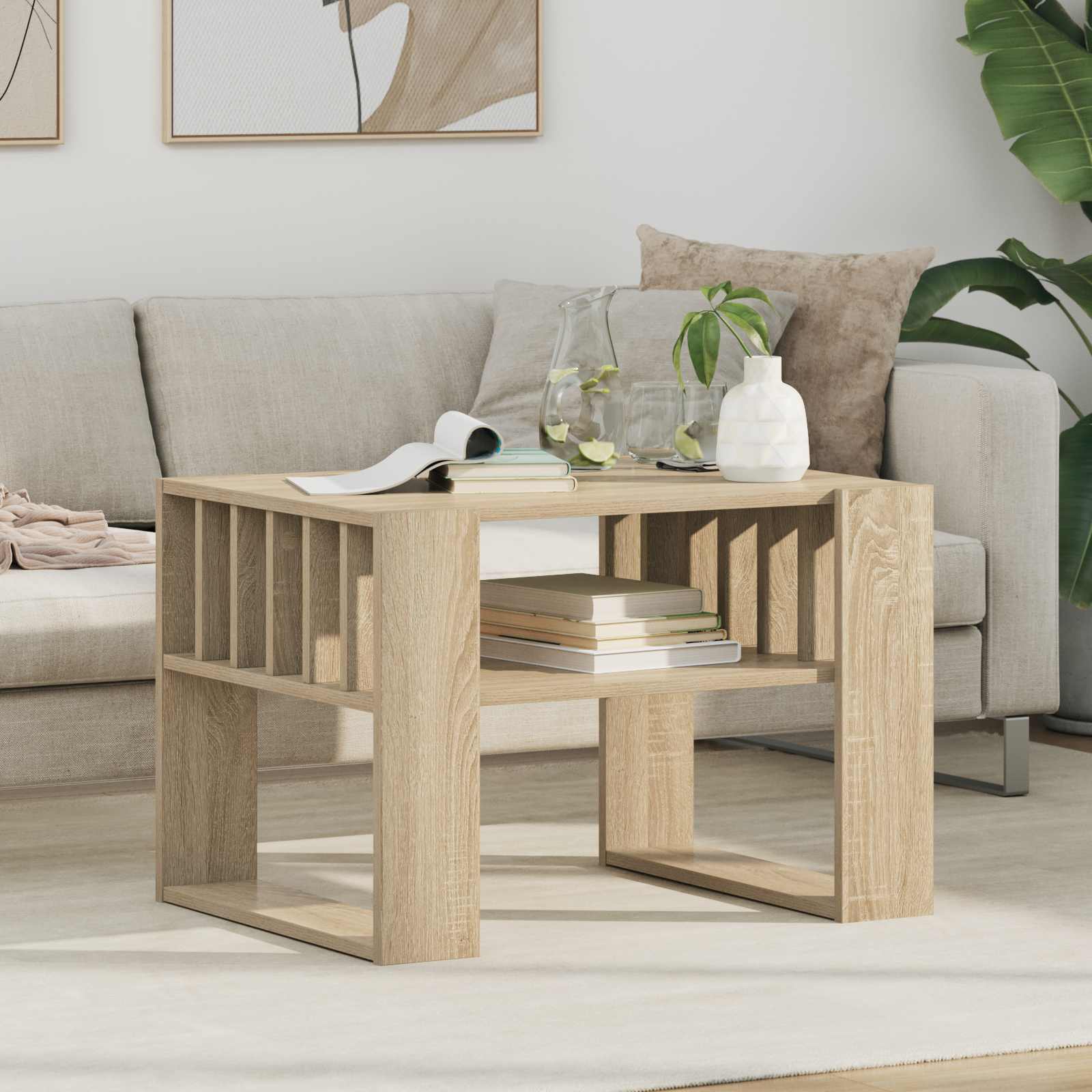 vidaXL Salontafel Wit 92 x 49,5 x 45 cm Bewerkt hout