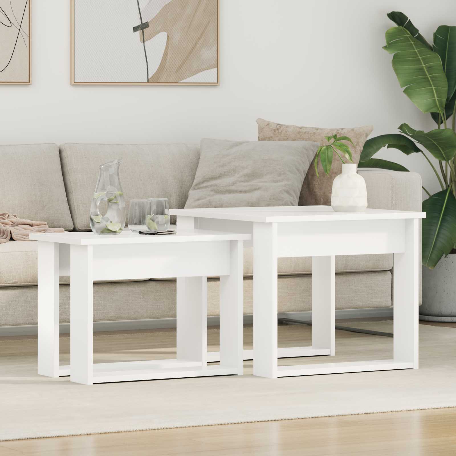 vidaXL Koffietafel Set 2 pcs Wit Bewerkt hout
