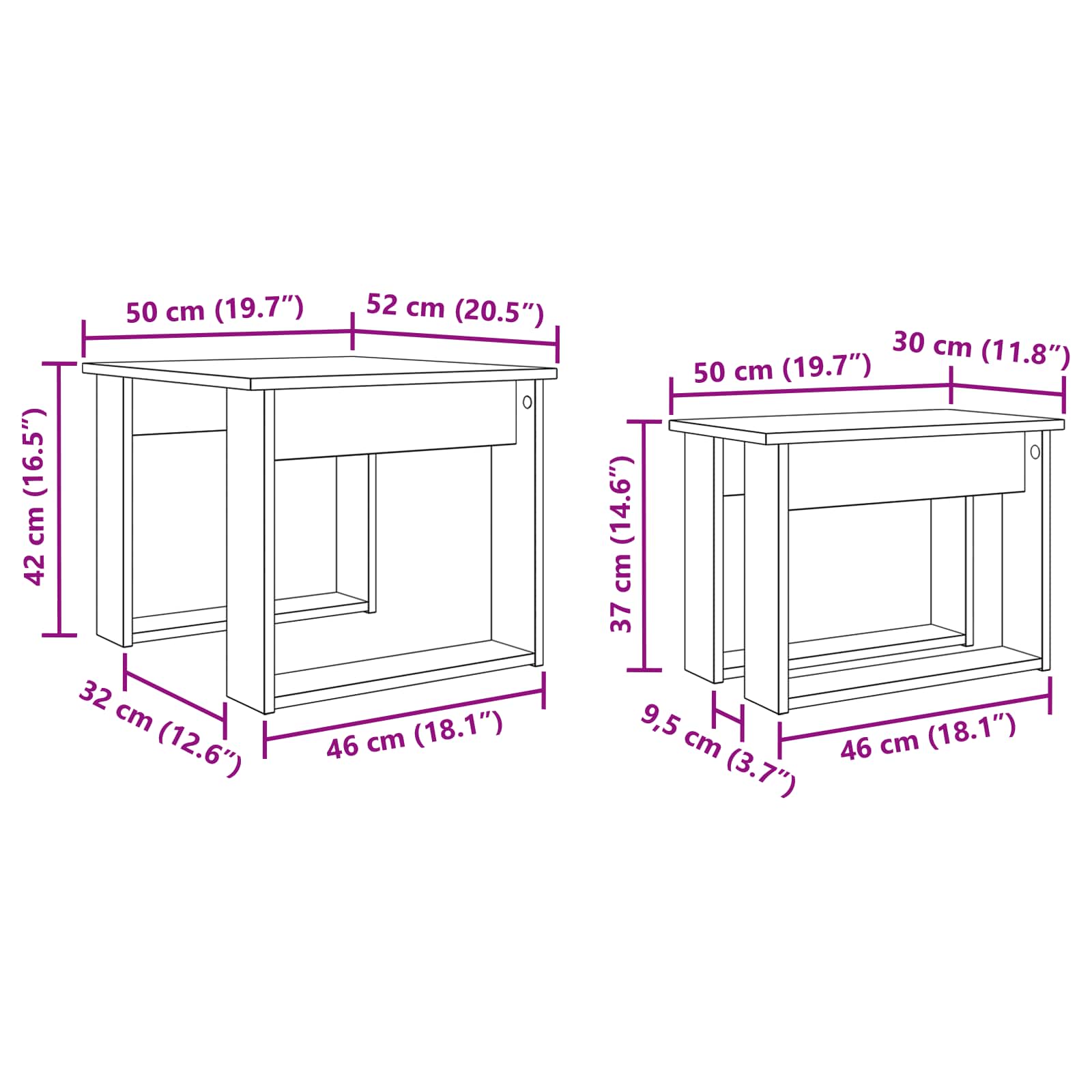 vidaXL Koffietafel Set 2 pcs Wit Bewerkt hout
