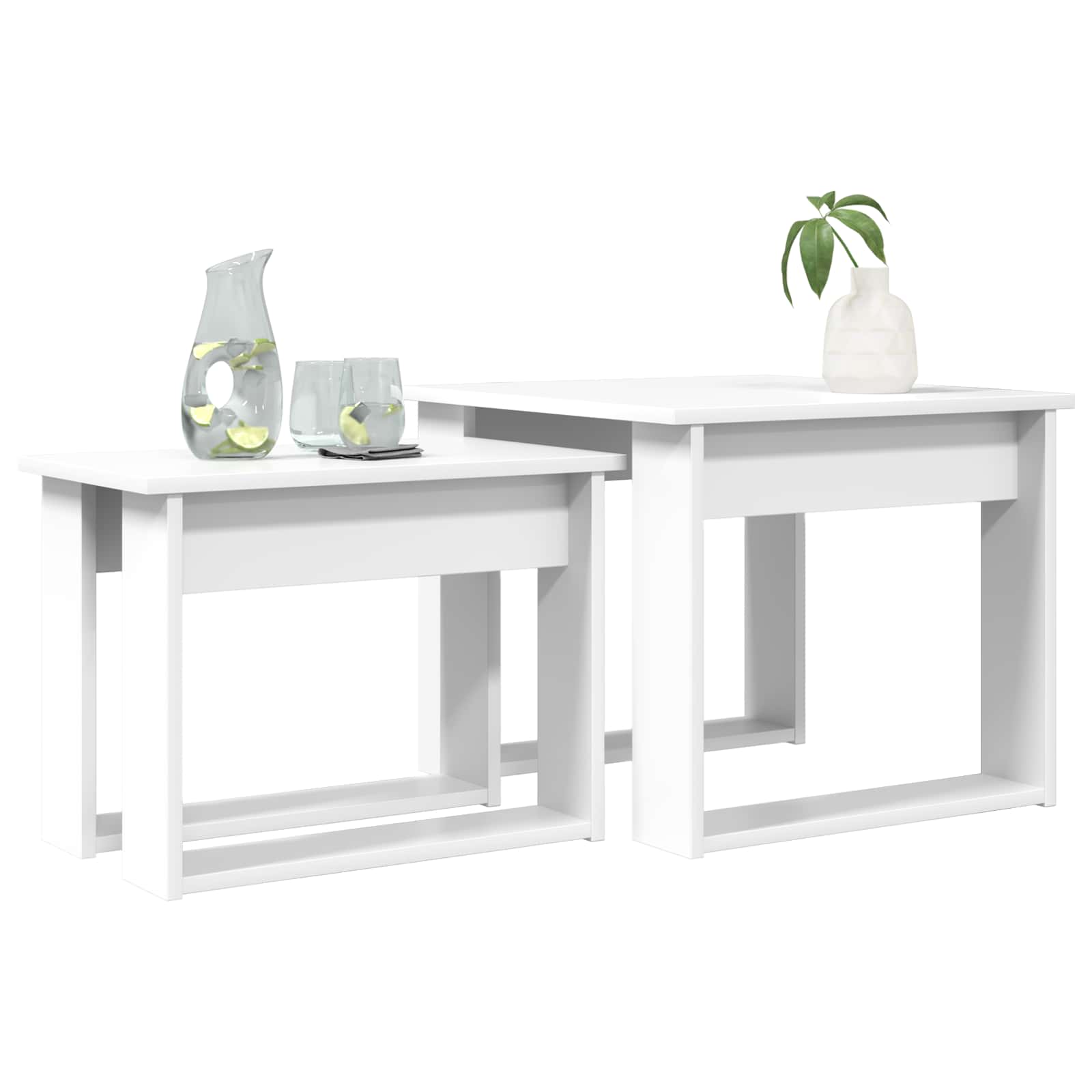 vidaXL Koffietafel Set 2 pcs Wit Bewerkt hout