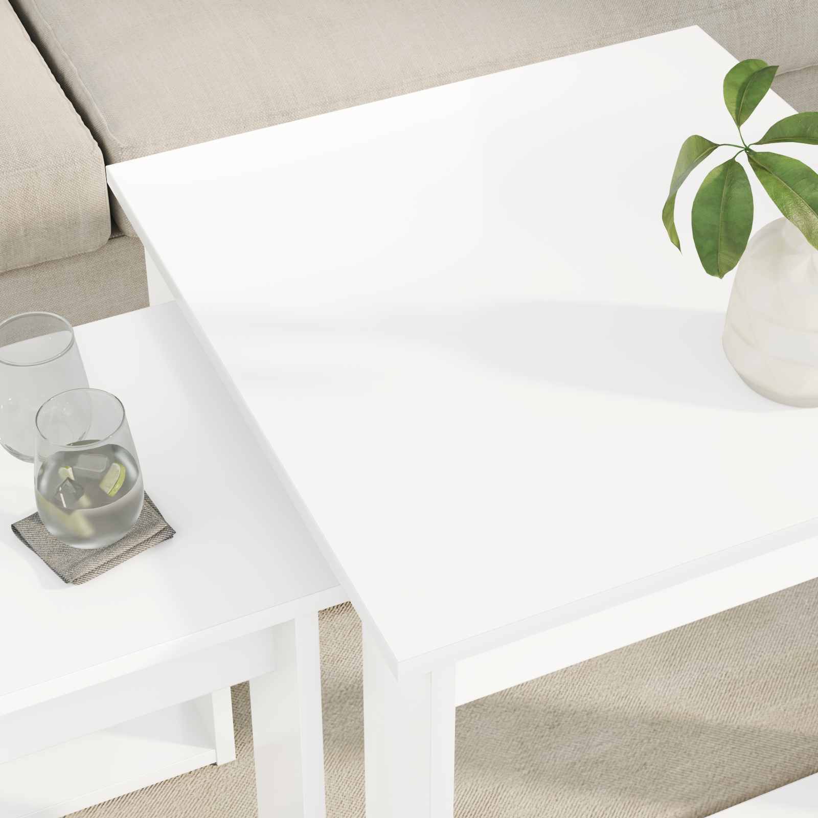 vidaXL Koffietafel Set 2 pcs Wit Bewerkt hout