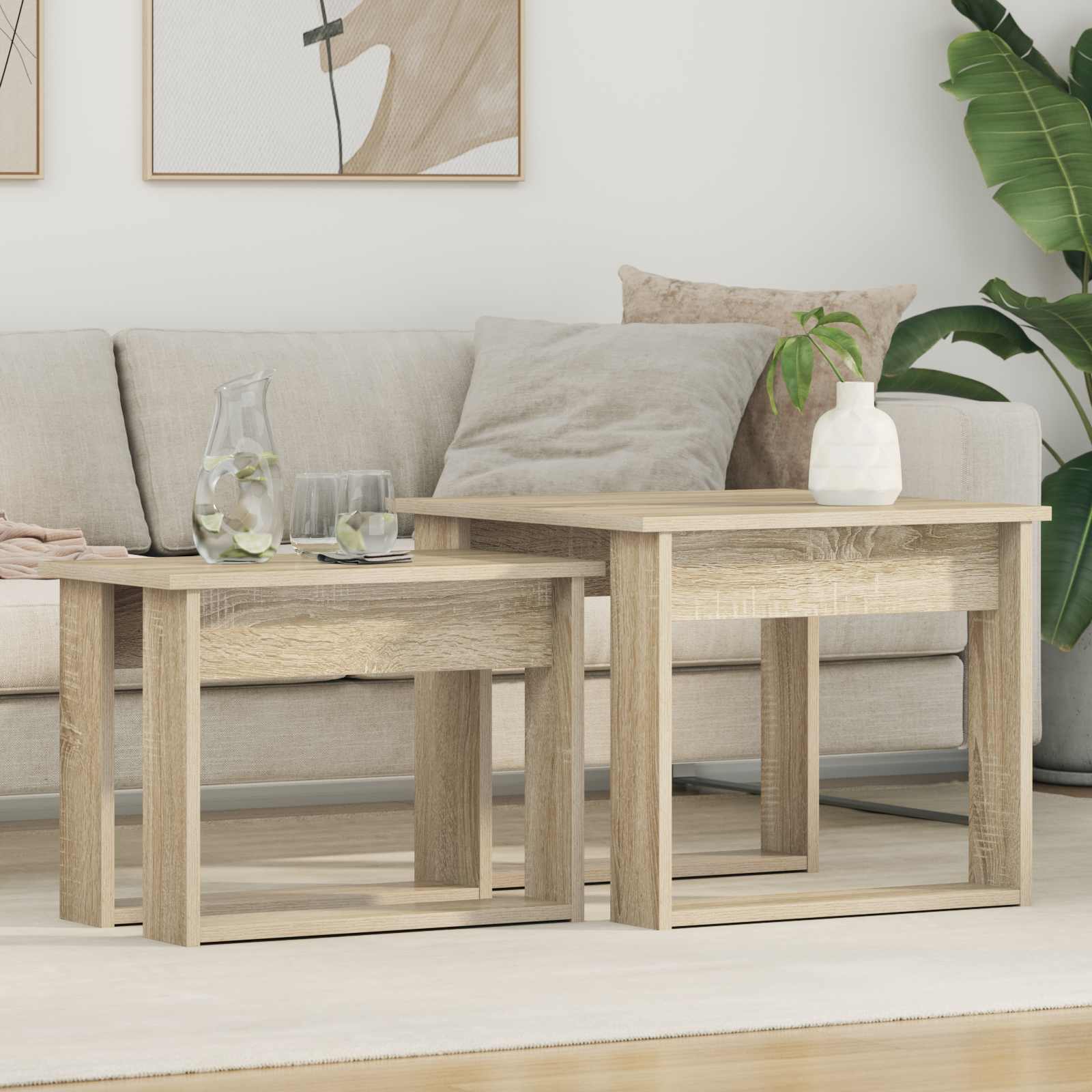 vidaXL Koffietafel Set 2 pcs Wit Bewerkt hout