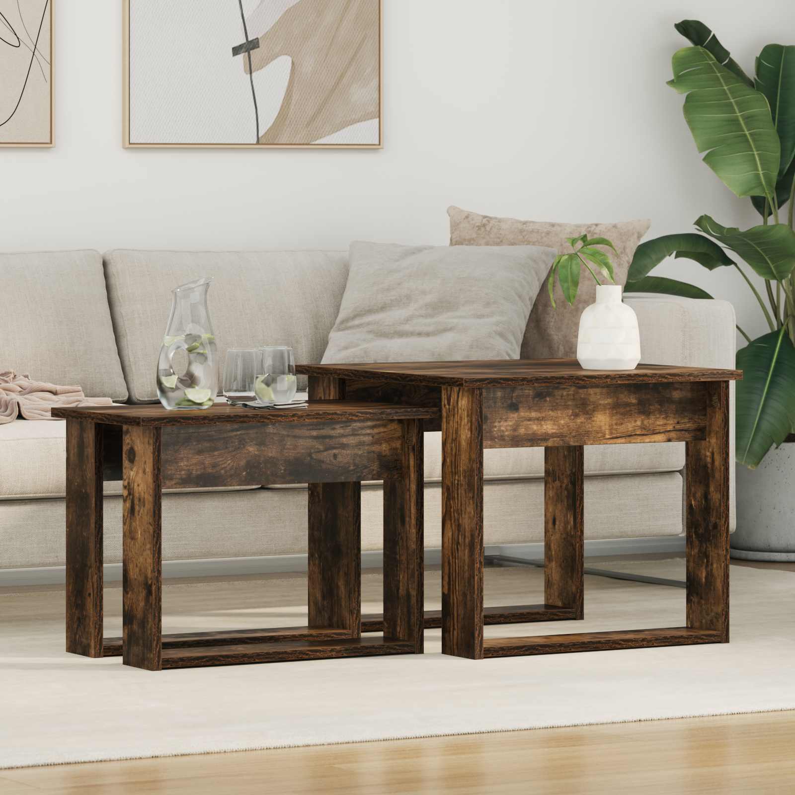 vidaXL Koffietafel Set 2 pcs Wit Bewerkt hout
