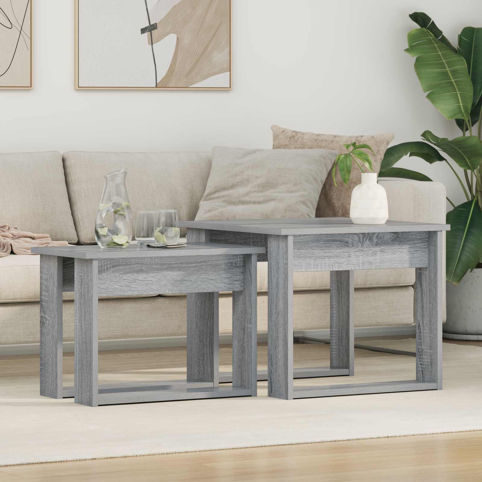 vidaXL Koffietafel Set 2 pcs Wit Bewerkt hout