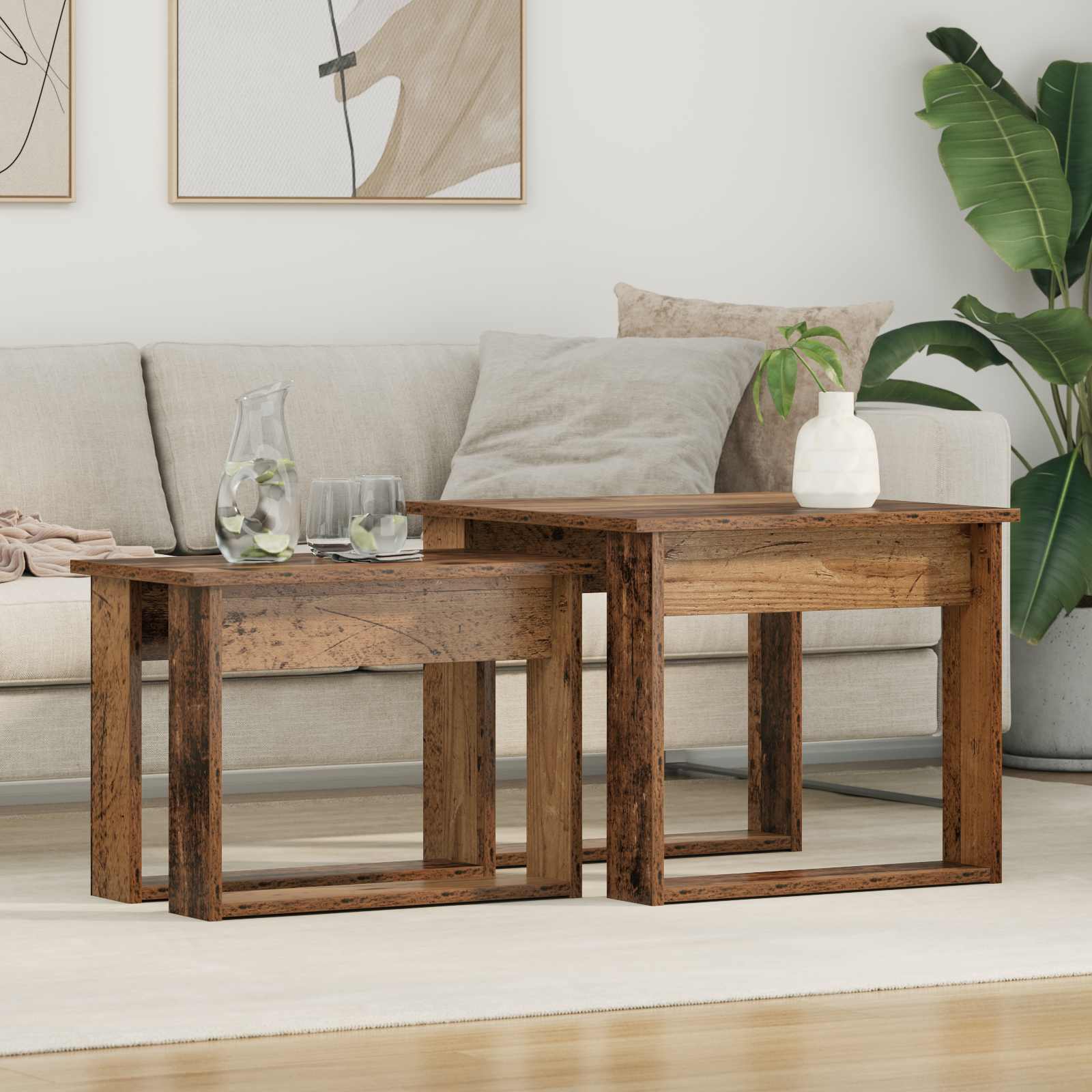 vidaXL Koffietafel Set 2 pcs Wit Bewerkt hout