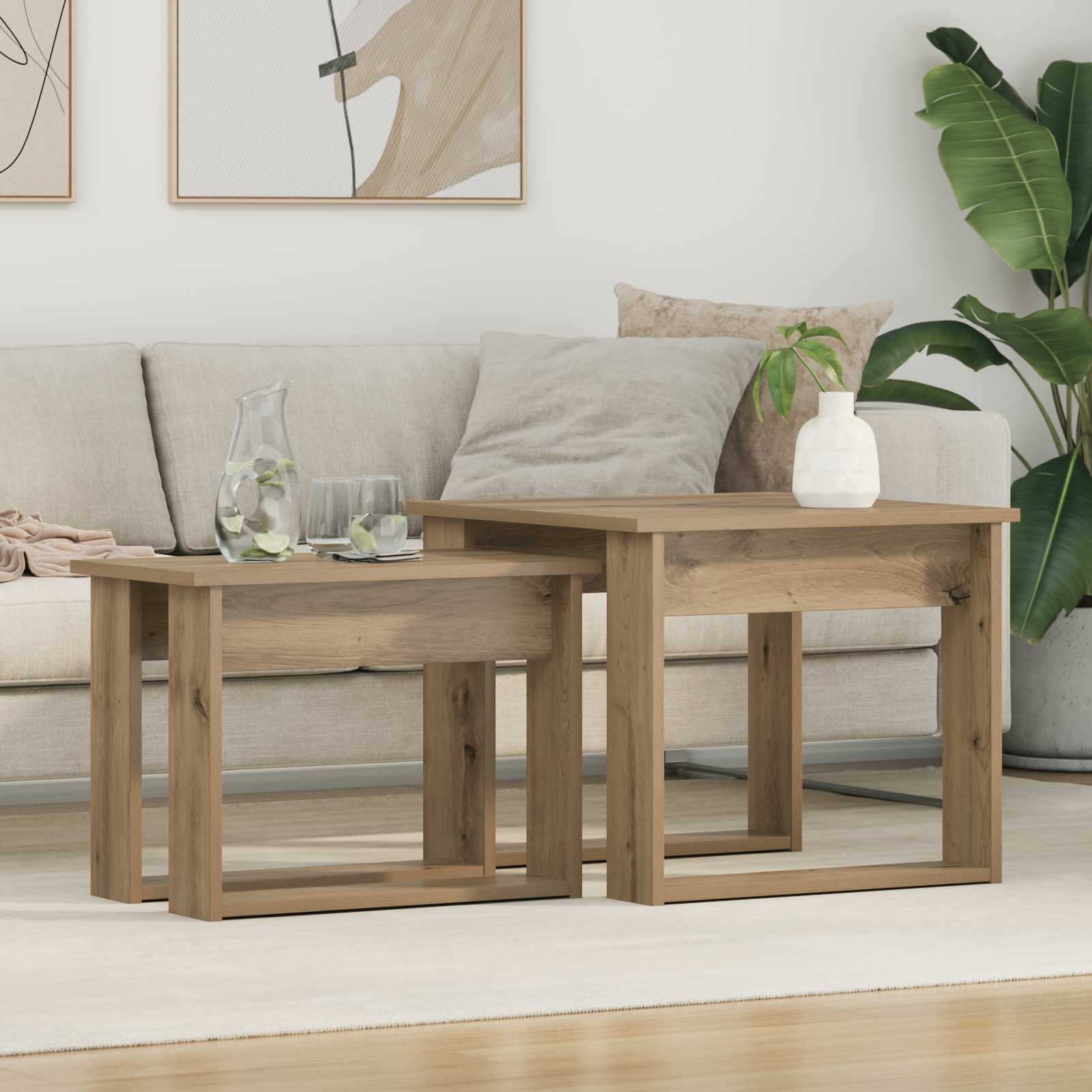 vidaXL Koffietafel Set 2 pcs Wit Bewerkt hout