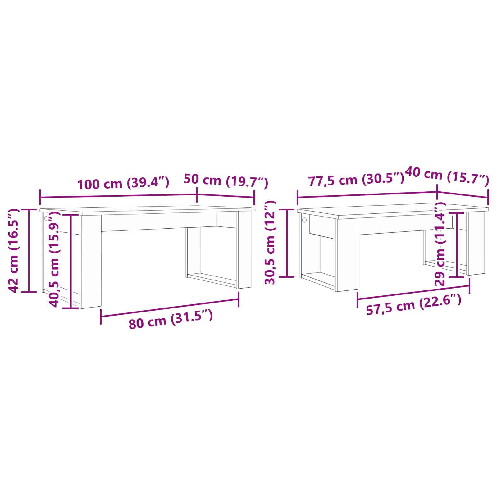 vidaXL Koffietafel Set 2 pcs Wit Bewerkt hout