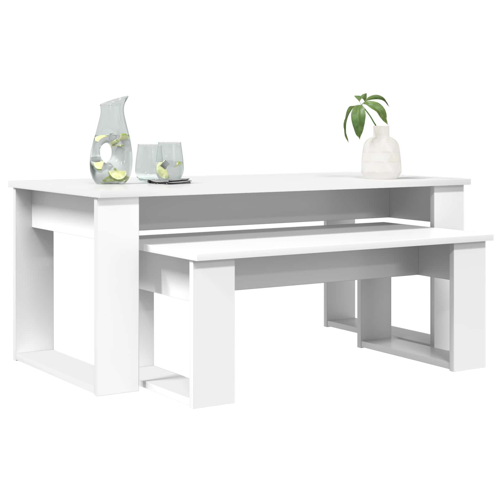 vidaXL Koffietafel Set 2 pcs Wit Bewerkt hout