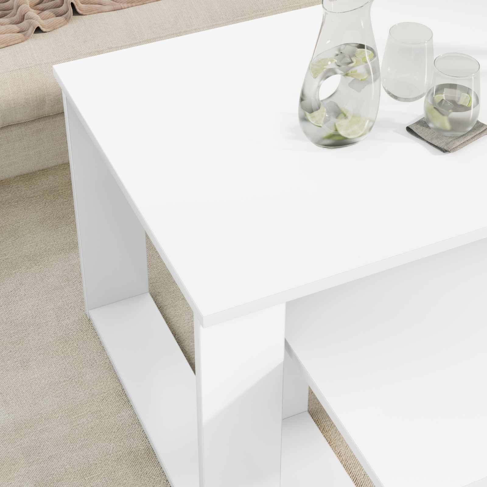 vidaXL Koffietafel Set 2 pcs Wit Bewerkt hout