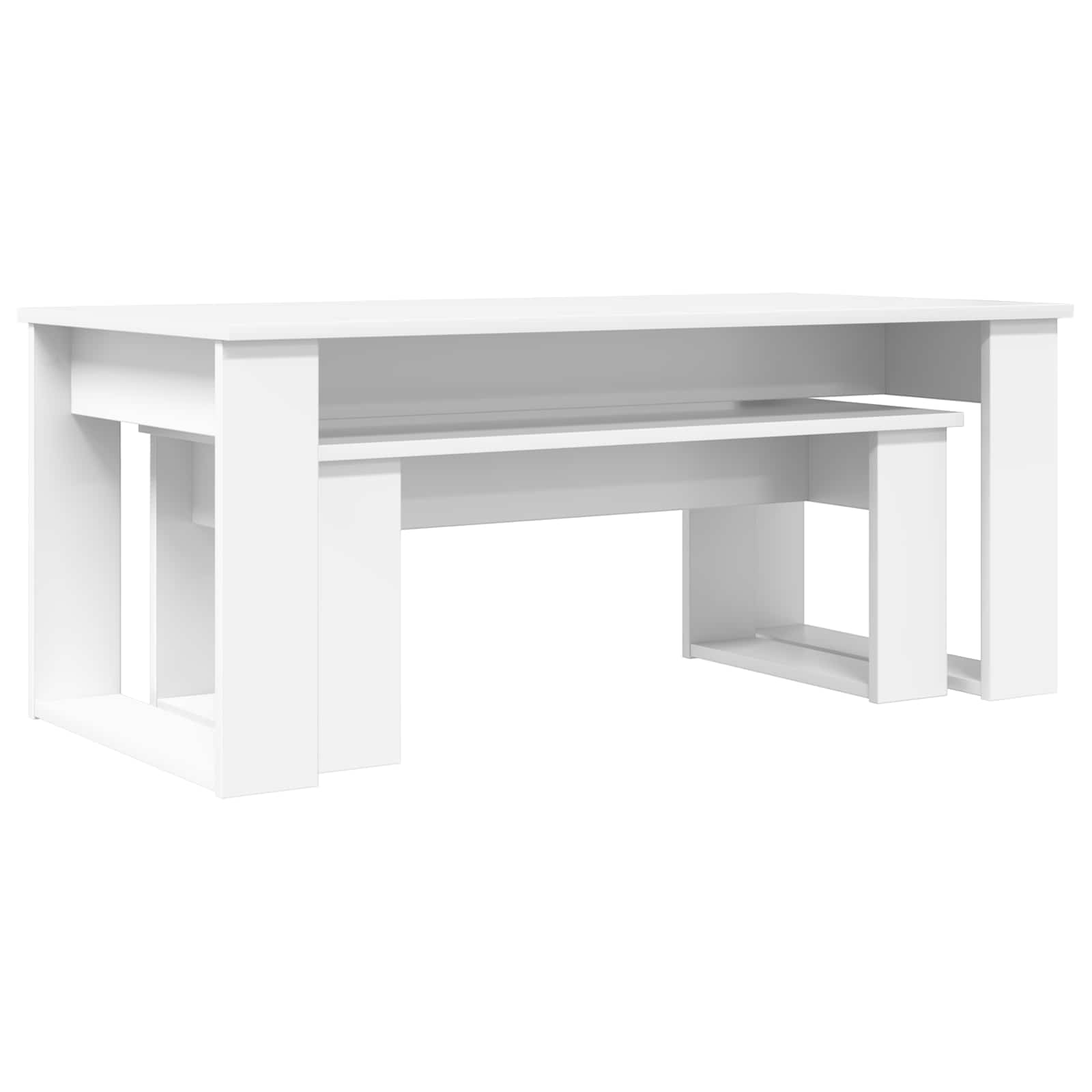 vidaXL Koffietafel Set 2 pcs Wit Bewerkt hout