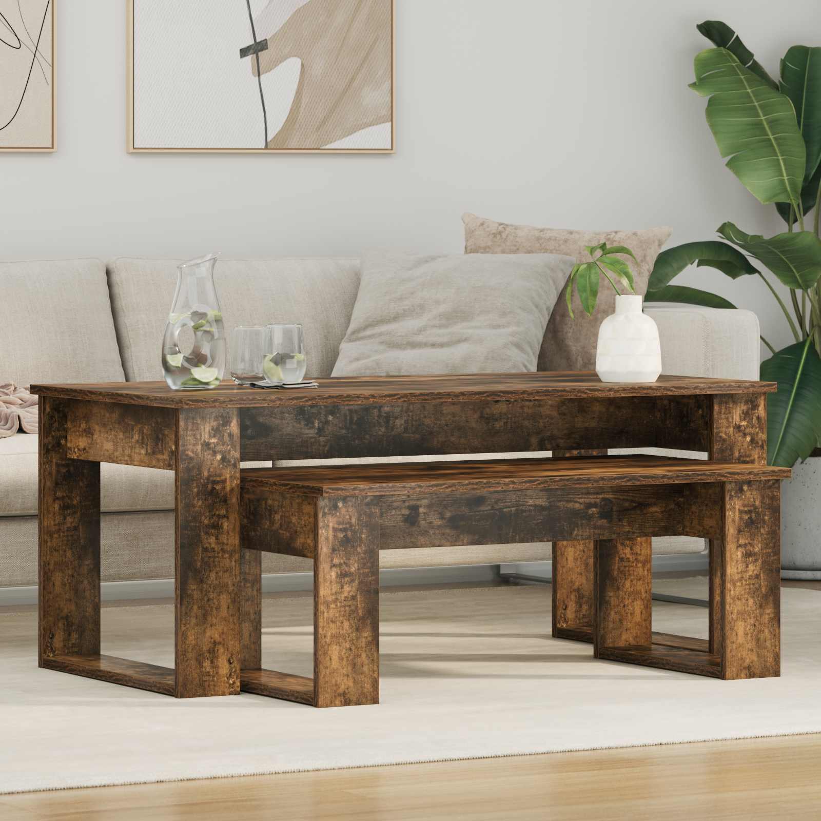 vidaXL Koffietafel Set 2 pcs Wit Bewerkt hout