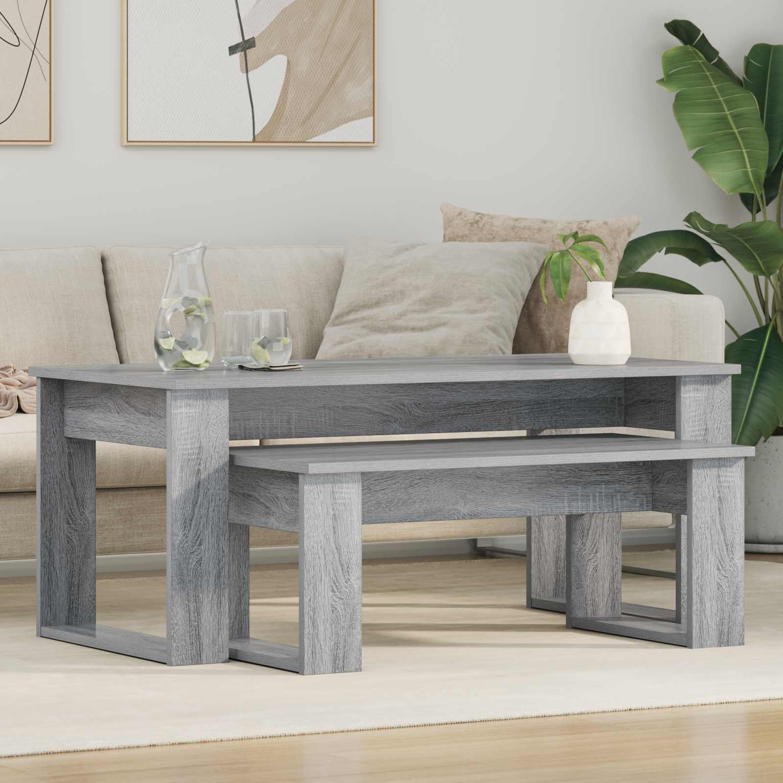 vidaXL Koffietafel Set 2 pcs Wit Bewerkt hout