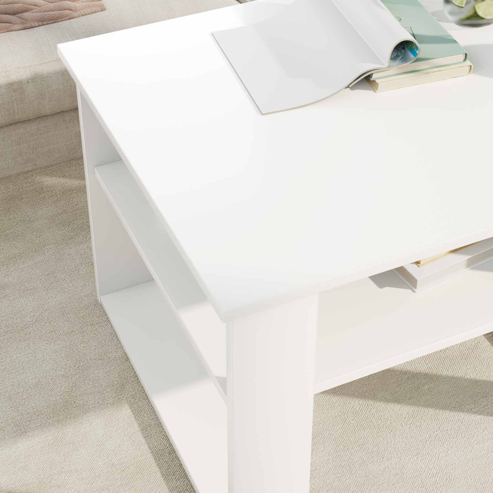 vidaXL Salontafel met opslag Wit 64 x 54 x 44 cm Bewerkt hout