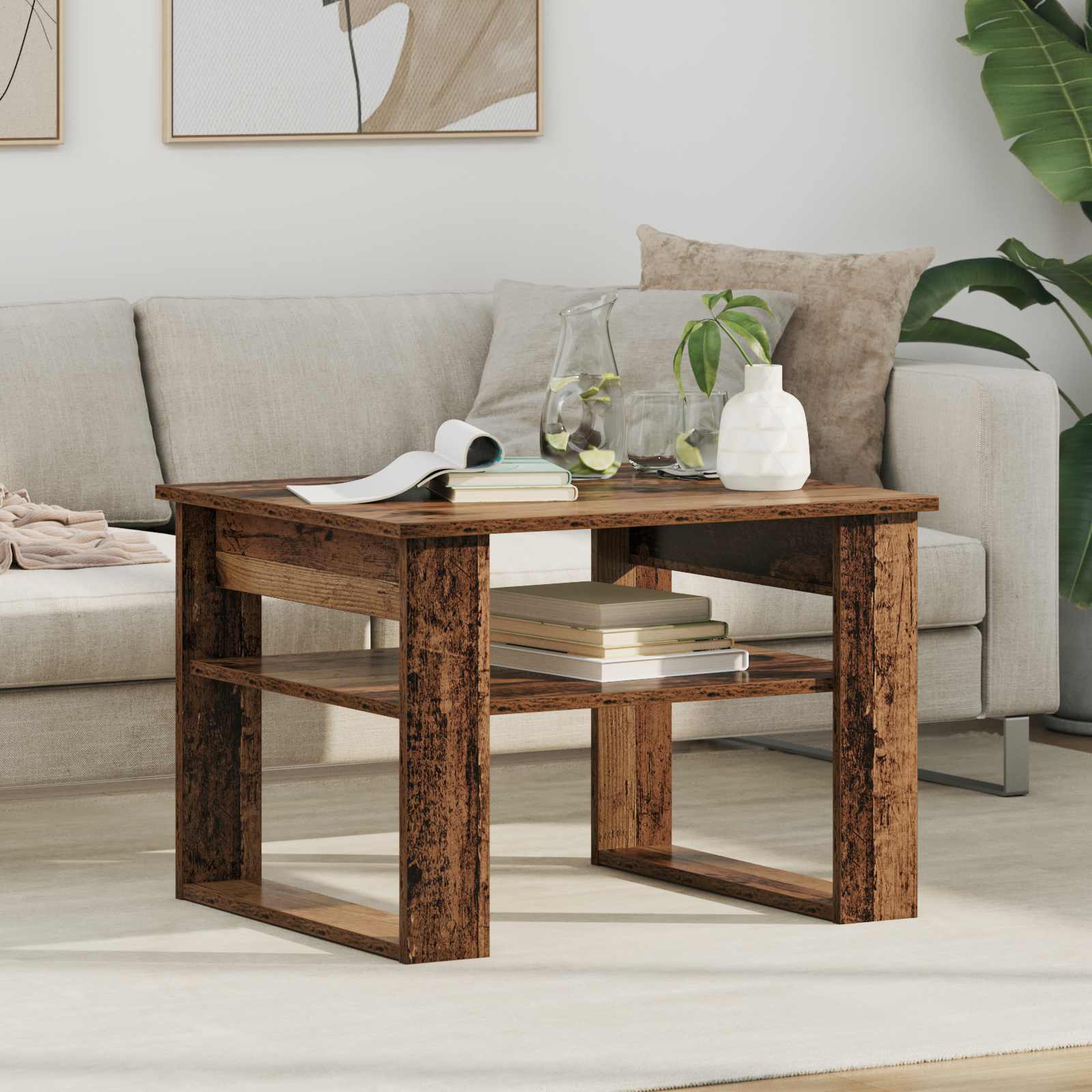 vidaXL Salontafel met opslag Wit 64 x 54 x 44 cm Bewerkt hout