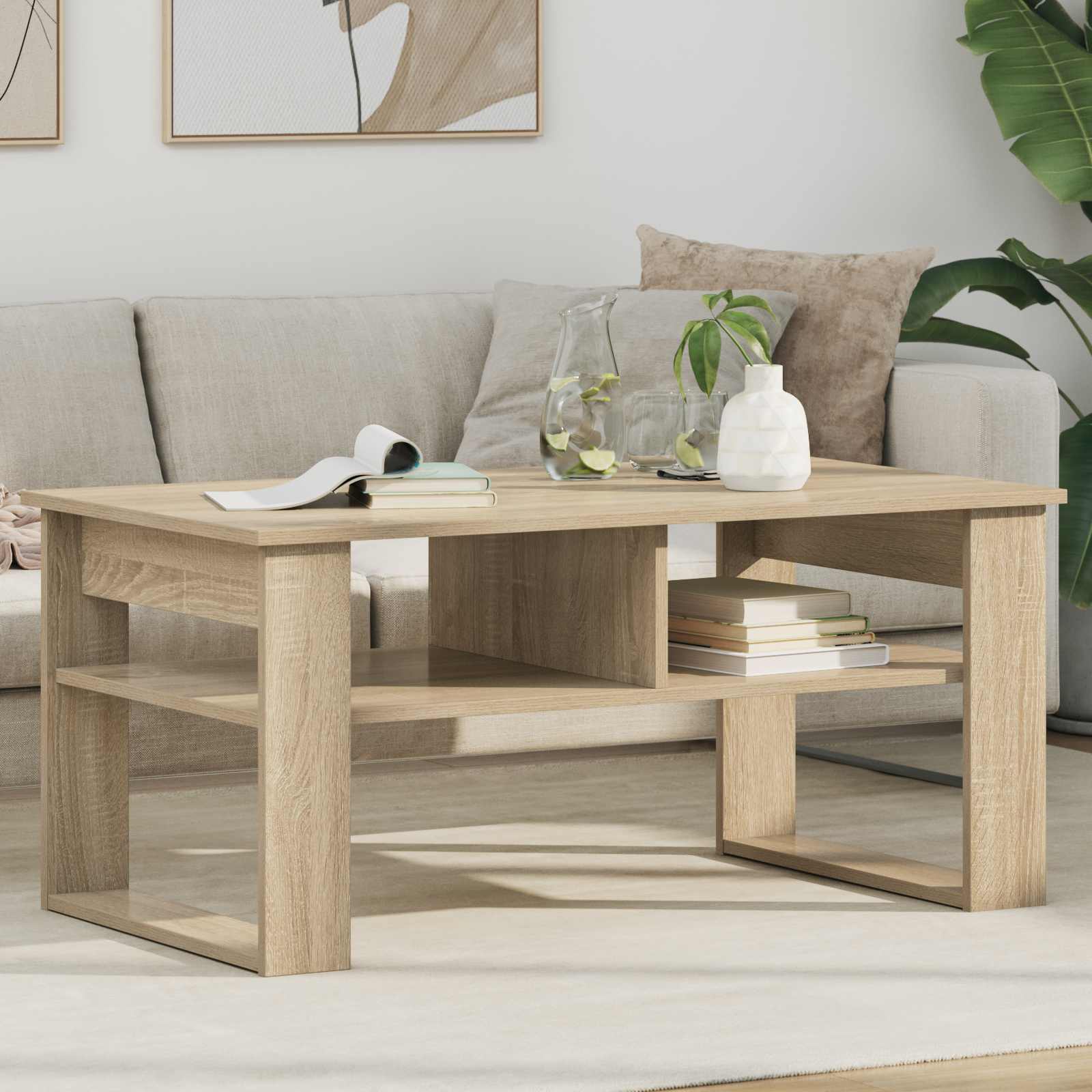 vidaXL Salontafel met opslag Wit 64 x 54 x 44 cm Bewerkt hout
