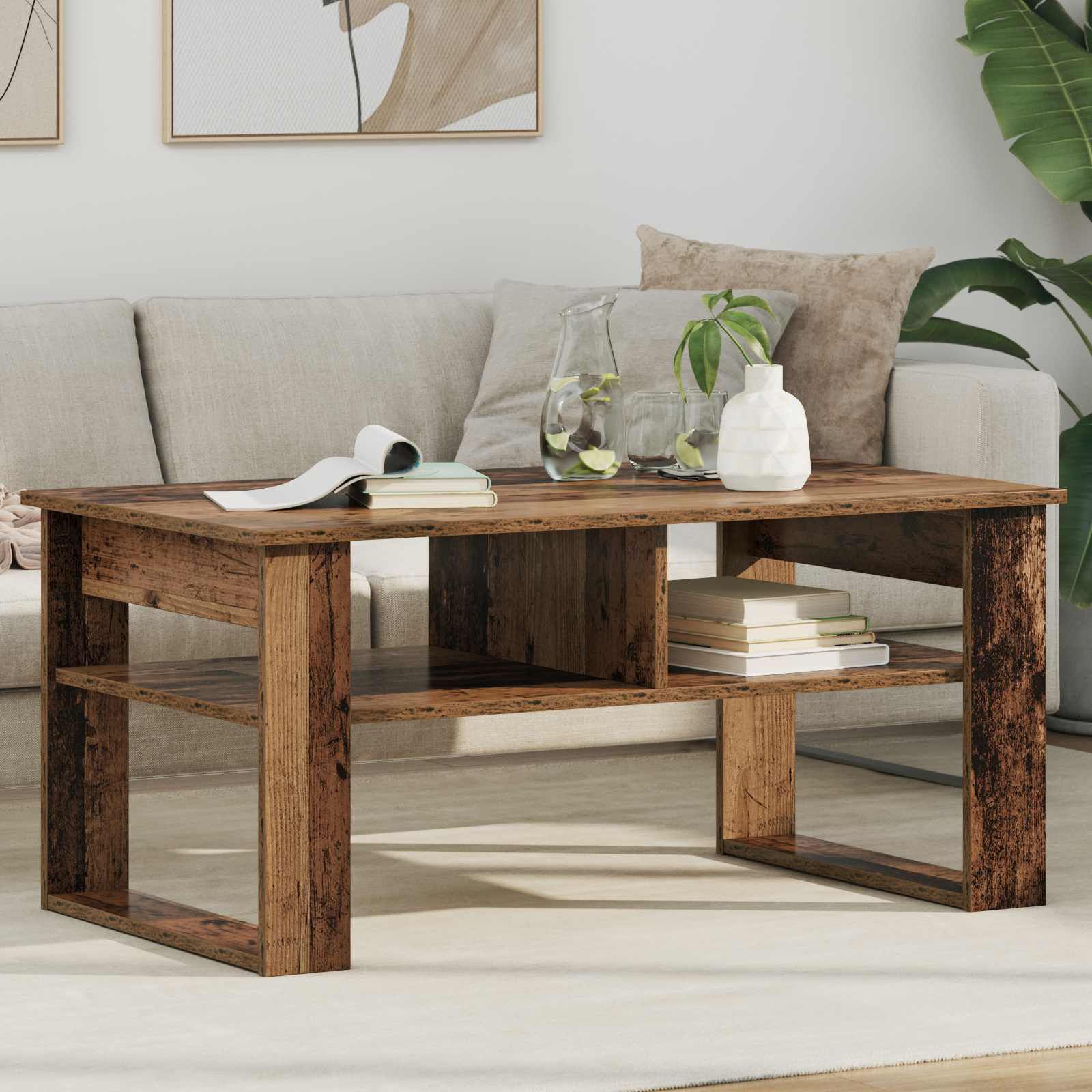 vidaXL Salontafel met opslag Wit 64 x 54 x 44 cm Bewerkt hout