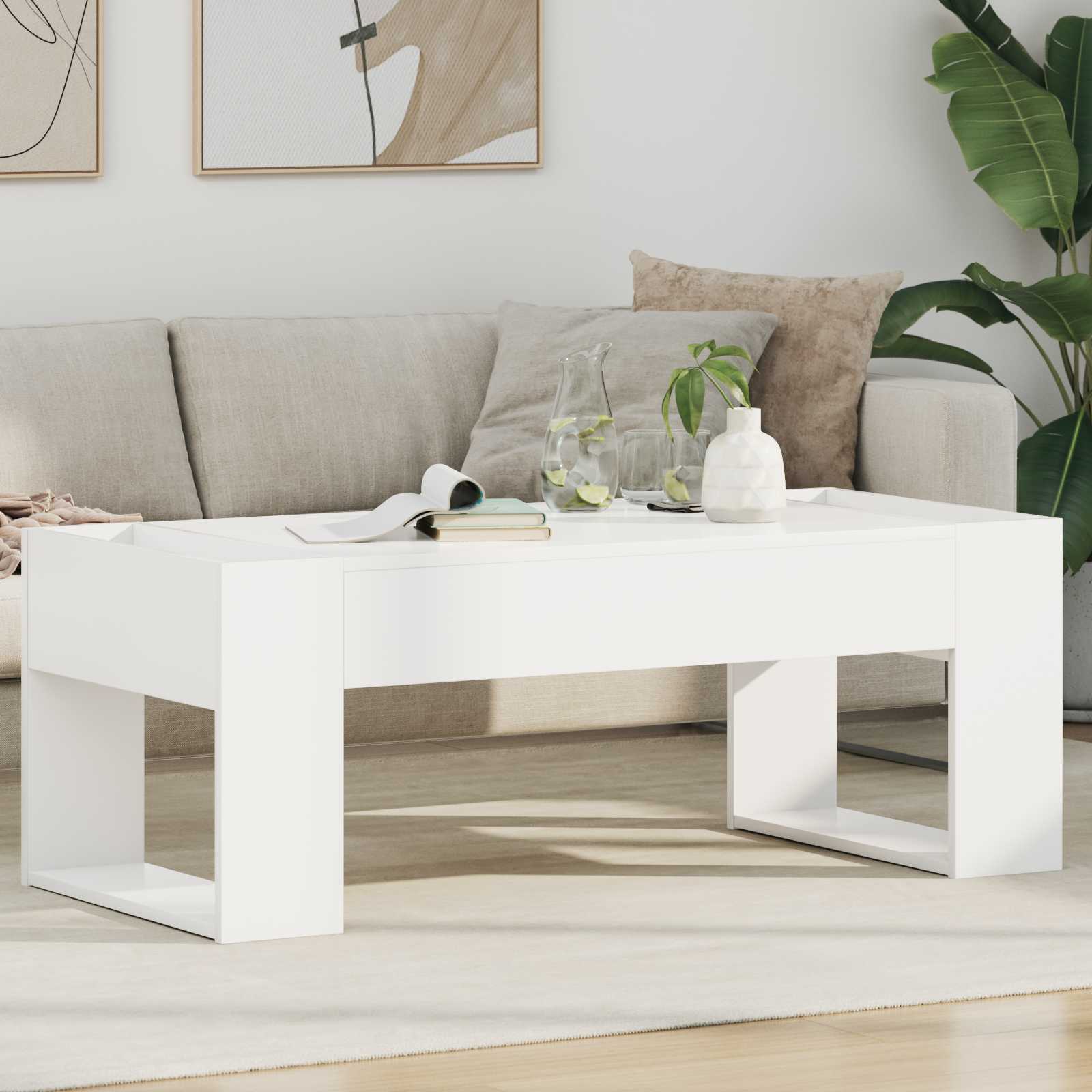 vidaXL Salontafel Wit 110 x 50 x 41 cm Bewerkt hout