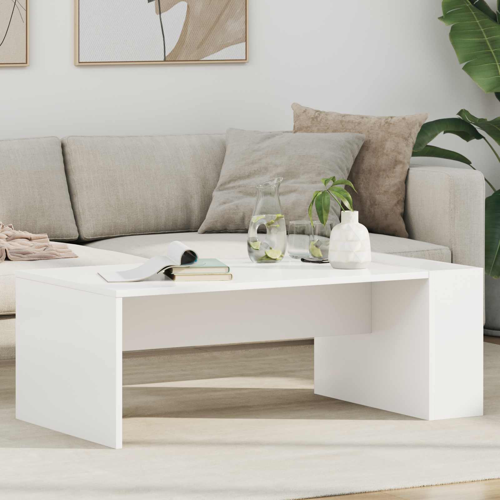 vidaXL Salontafel Wit 95 x 50 x 34 cm Bewerkt hout