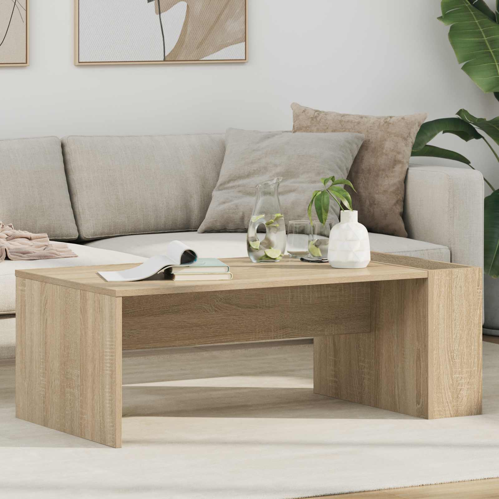 vidaXL Salontafel Wit 95 x 50 x 34 cm Bewerkt hout