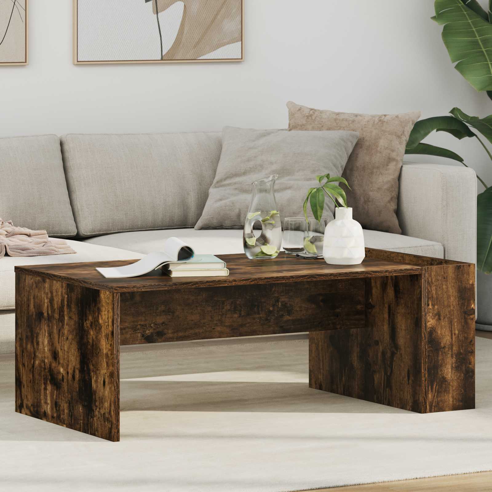 vidaXL Salontafel Wit 95 x 50 x 34 cm Bewerkt hout