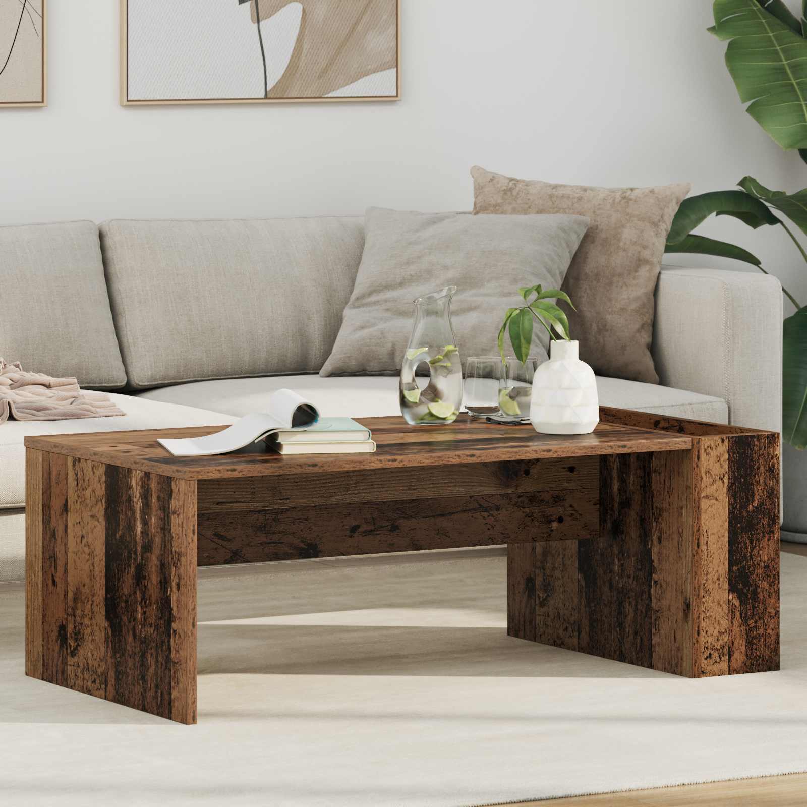 vidaXL Salontafel Wit 95 x 50 x 34 cm Bewerkt hout