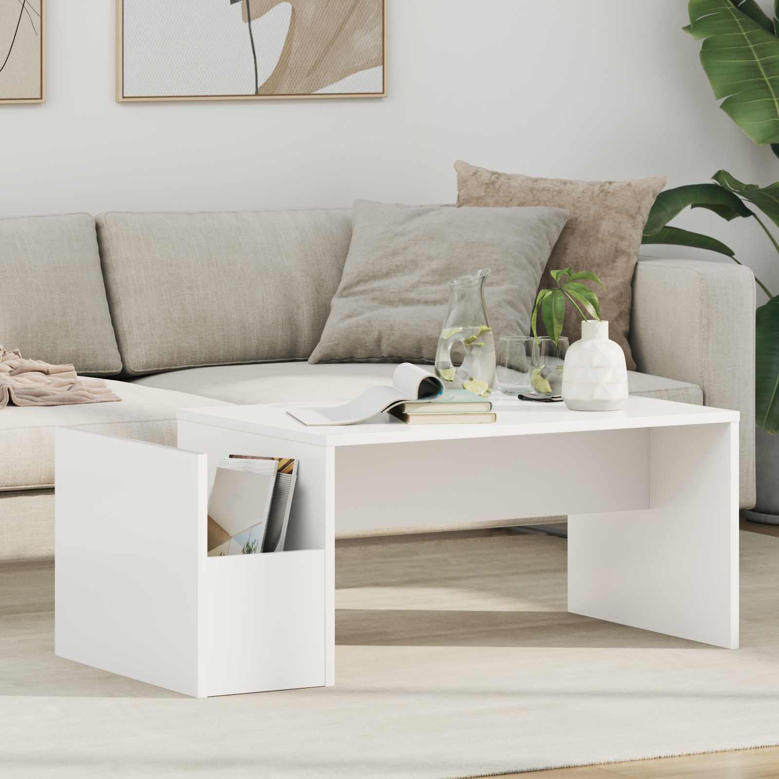 vidaXL Salontafel Wit 90 x 45 x 35 cm Bewerkt hout