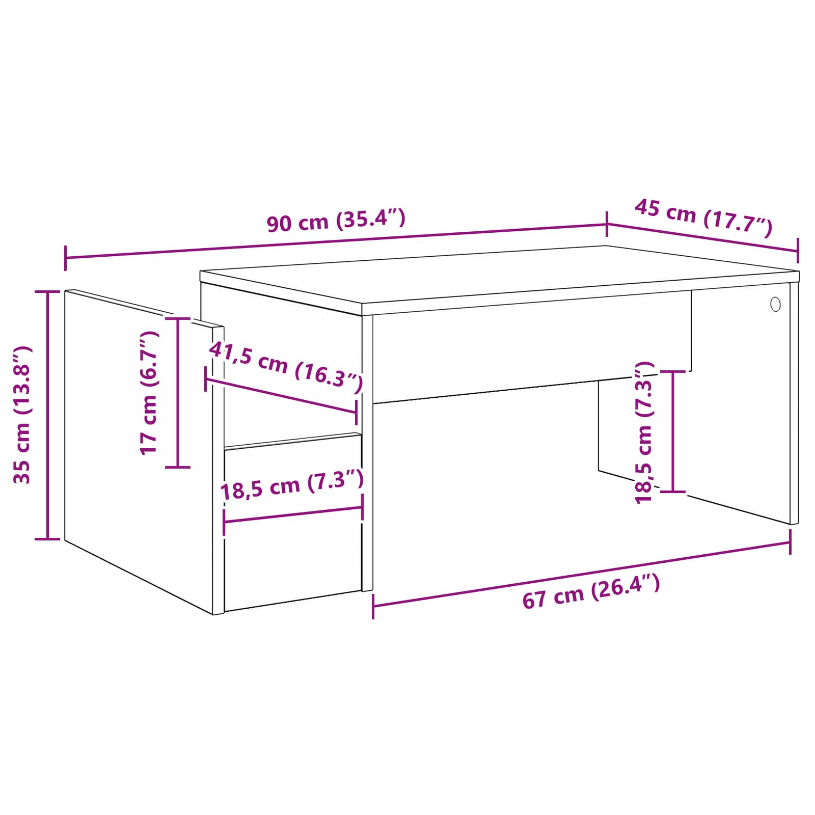 vidaXL Salontafel Wit 90 x 45 x 35 cm Bewerkt hout