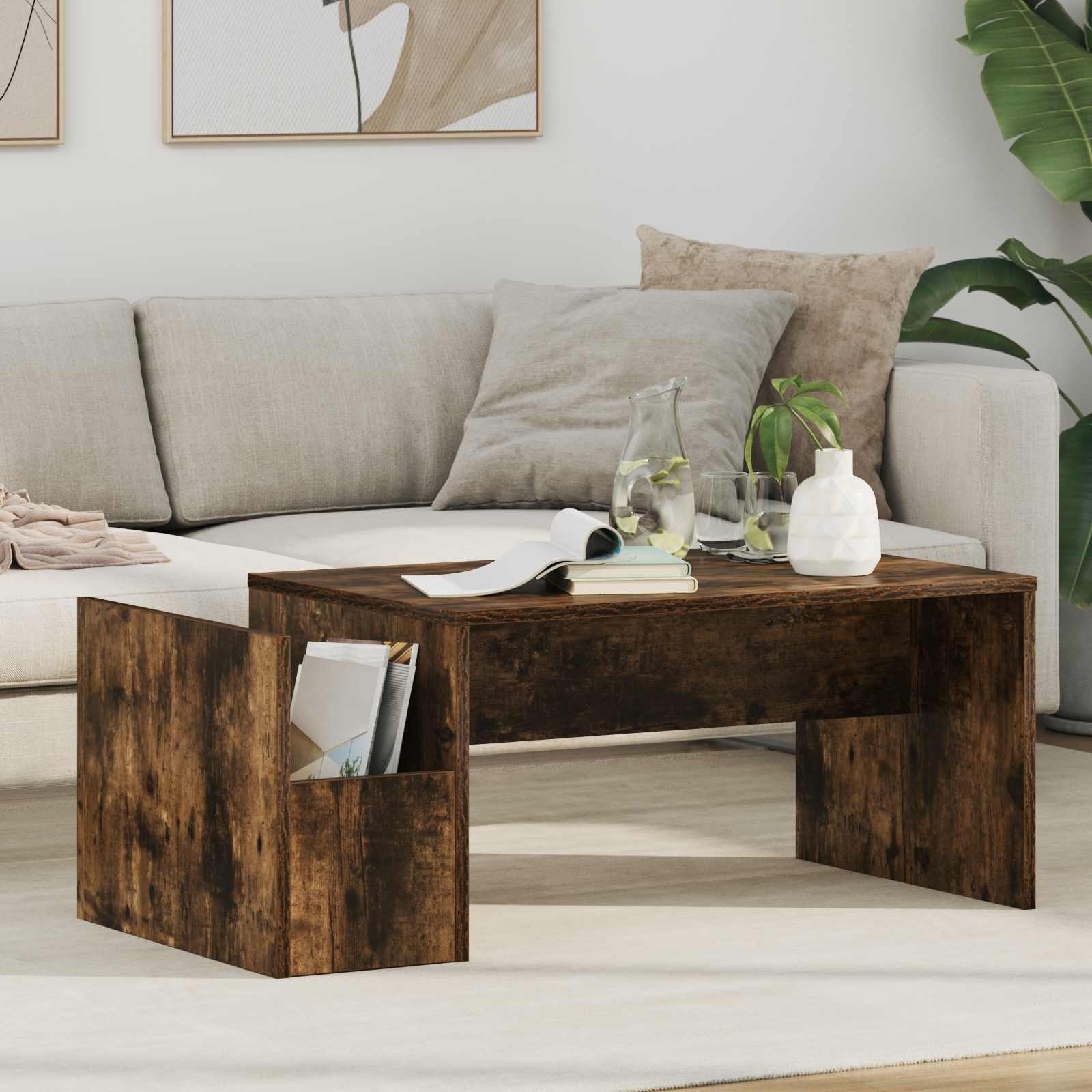 vidaXL Salontafel Wit 90 x 45 x 35 cm Bewerkt hout