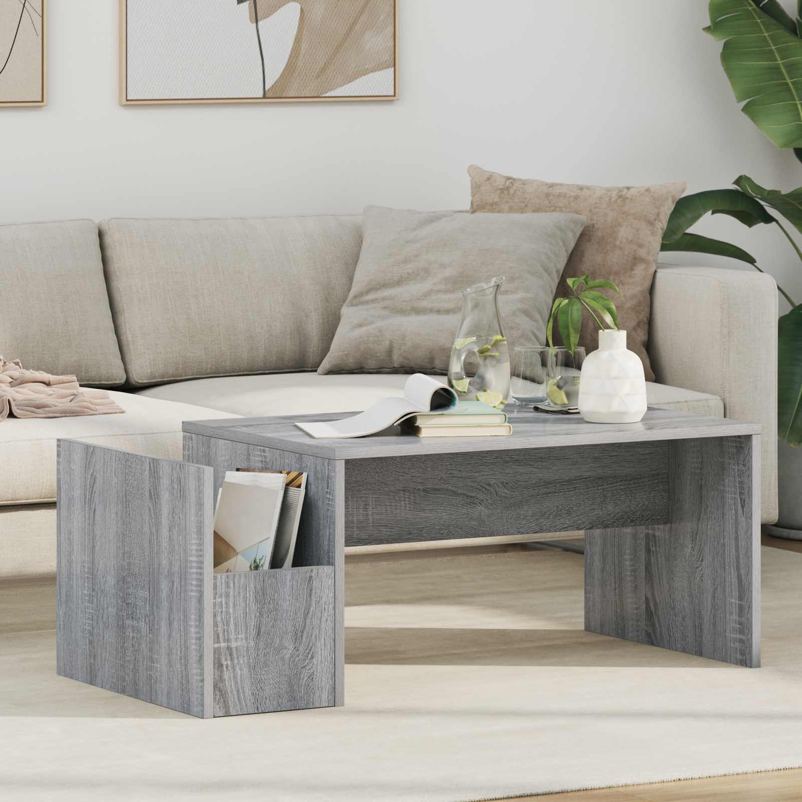 vidaXL Salontafel Wit 90 x 45 x 35 cm Bewerkt hout