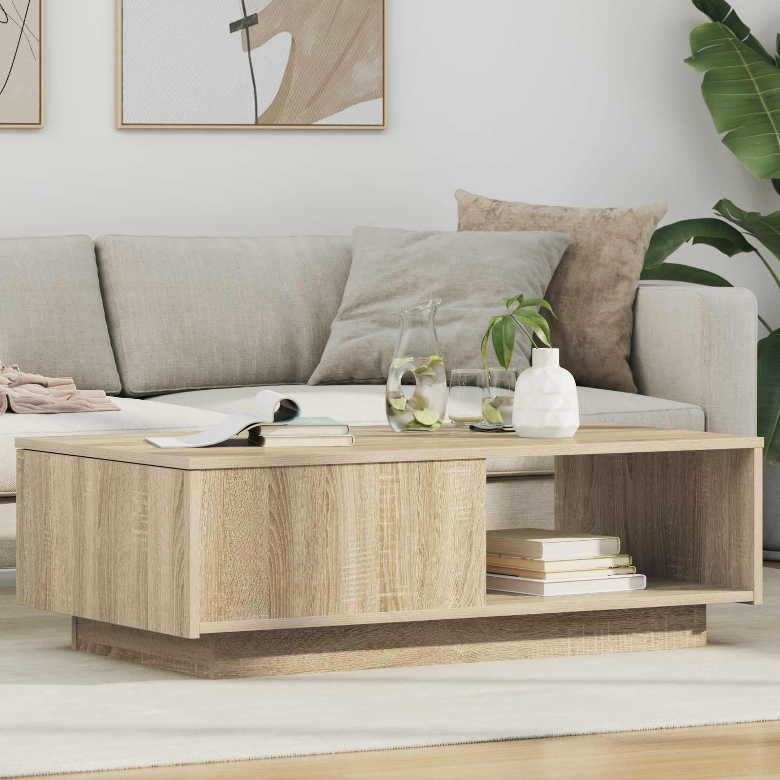 vidaXL Salontafel met lade met opslag Wit 95 x 55 x 31 cm Bewerkt hout